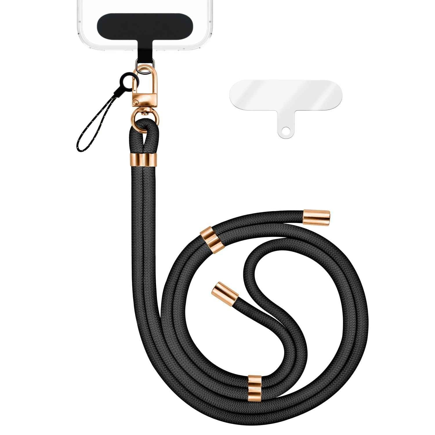 NALIA HoldMe Universal Handykette für Smartphone & Handyhüllen, Nylon-Seil Verstellbar & Abnehmbar, Umhänge-Band, Handyband, Lanyard mit Karabiner & 2 Patches