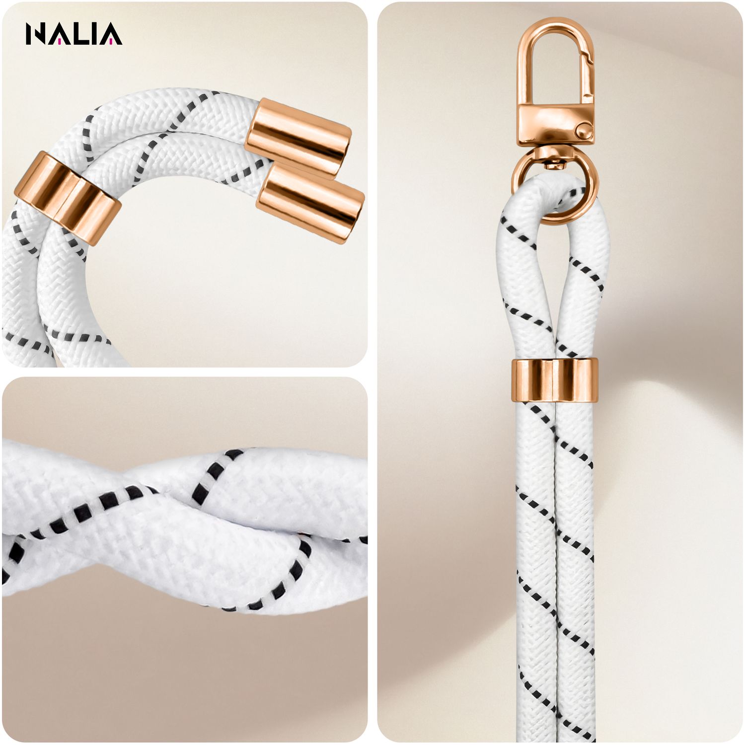 Handykette Nylon verstellbar abnehmbar mit Karabiner & 2 Patches | NALIA Berlin
