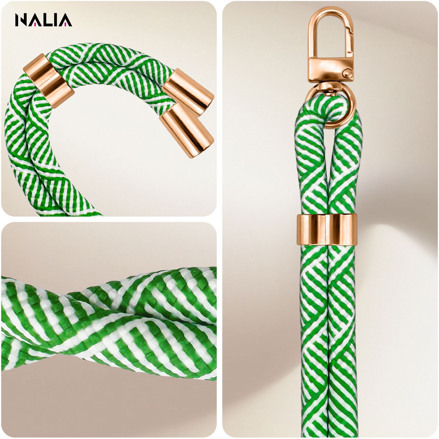 Handykette Nylon verstellbar abnehmbar mit Karabiner & 2 Patches | NALIA Berlin