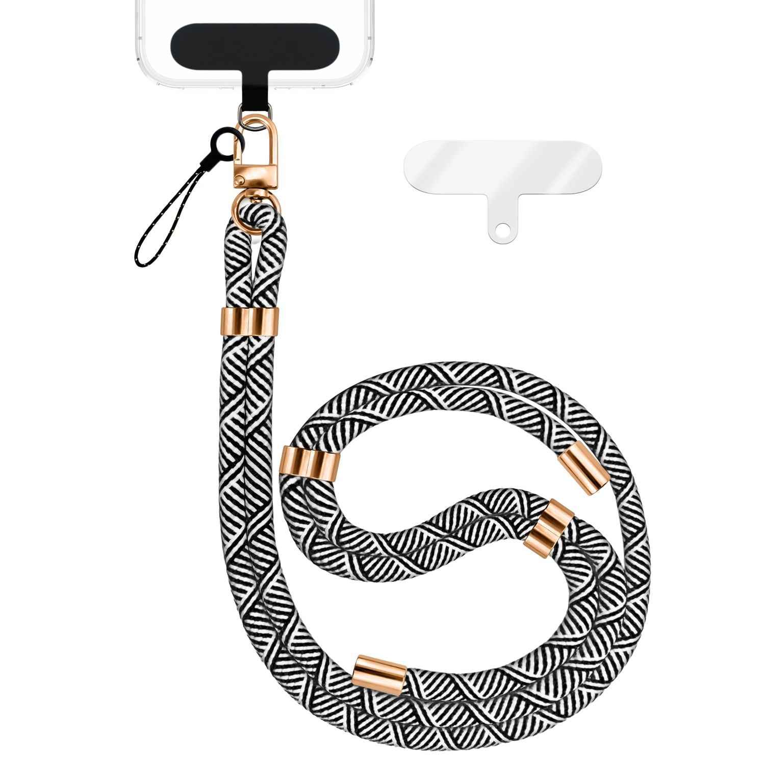 NALIA HoldMe Universal Handykette für Smartphone & Handyhüllen, Nylon-Seil Verstellbar & Abnehmbar, Umhänge-Band, Handyband, Lanyard mit Karabiner & 2 Patches