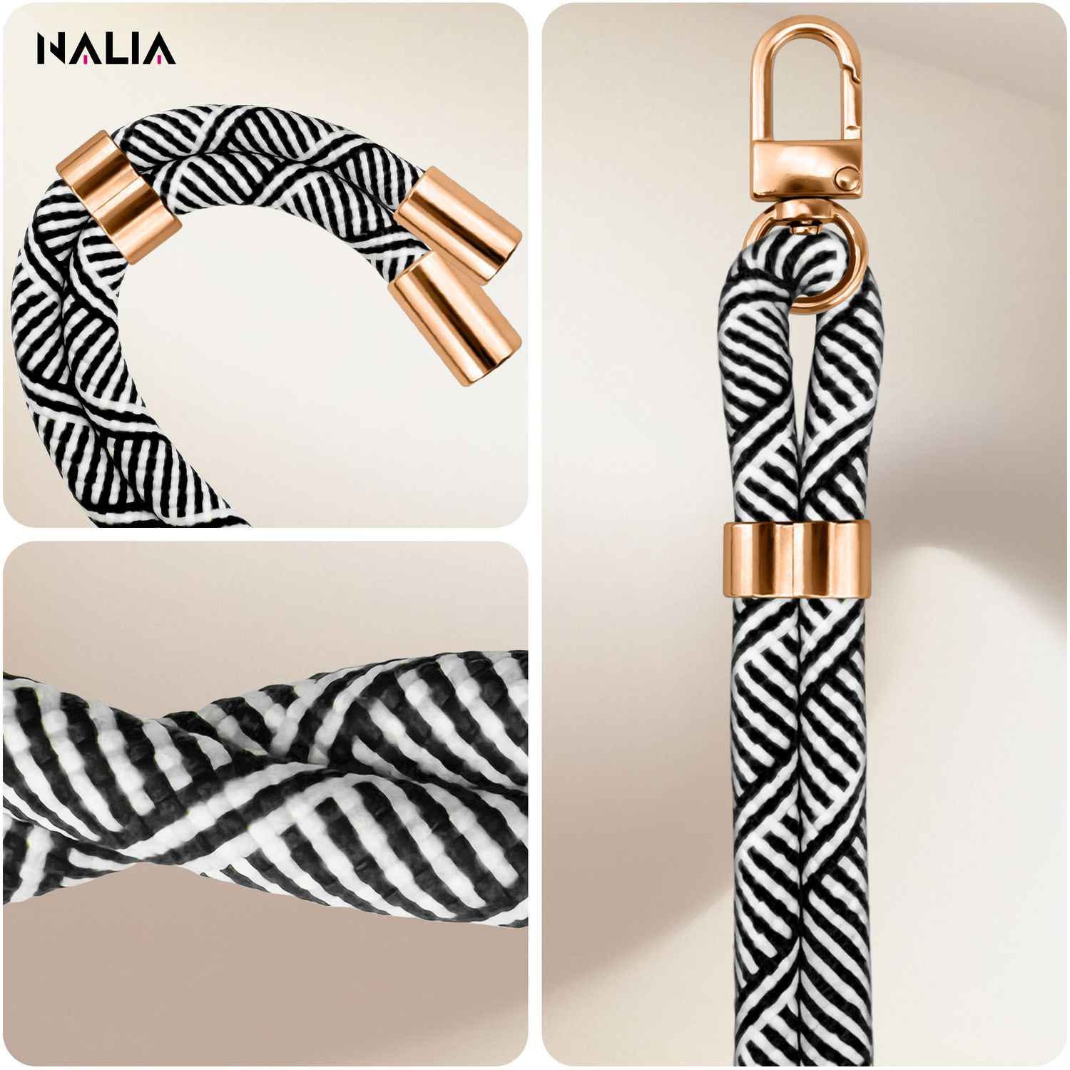 NALIA HoldMe Universal Handykette für Smartphone & Handyhüllen, Nylon-Seil Verstellbar & Abnehmbar, Umhänge-Band, Handyband, Lanyard mit Karabiner & 2 Patches