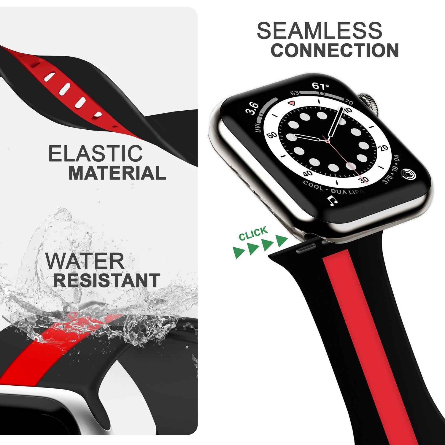 Gestreiftes Silikon Armband für Apple Watch SE/8/7/6/5/4/3/2/1, 38mm 40mm 41mm