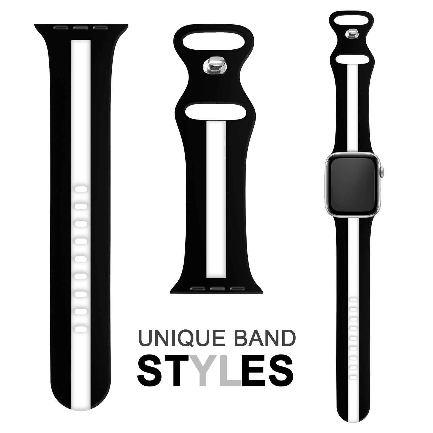 Gestreiftes Silikon Armband für Apple Watch SE/8/7/6/5/4/3/2/1, 38mm 40mm 41mm