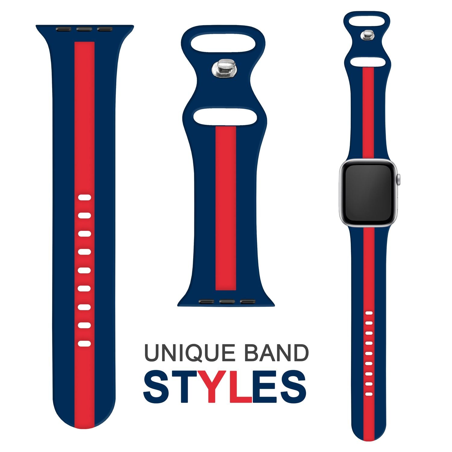 Silikon Armband gestreift für Apple Watch SE/8/7/6/5/4/3/2/1 38-41 mm
