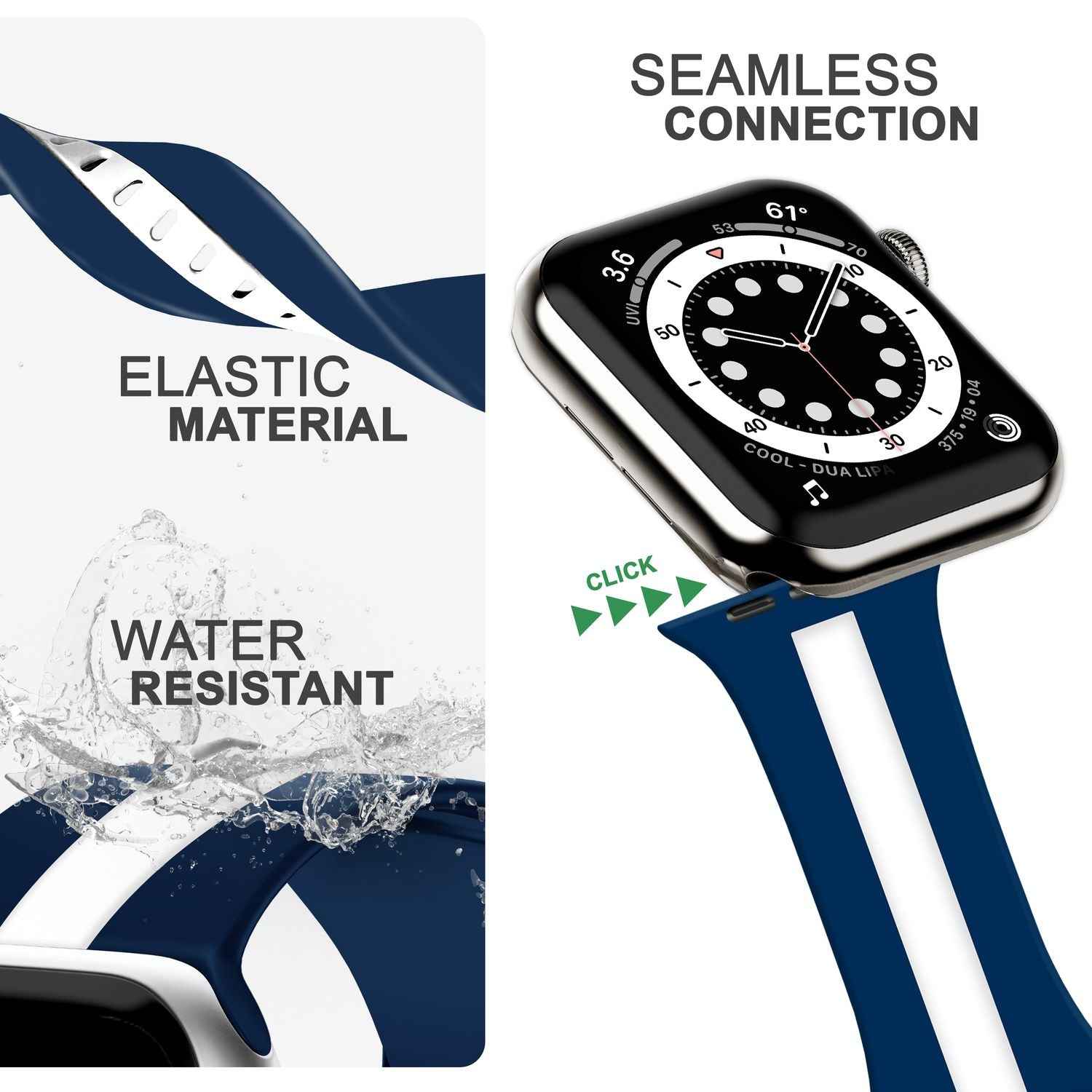 Gestreiftes Silikon Armband für Apple Watch SE/8/7/6/5/4/3/2/1, 38mm 40mm 41mm