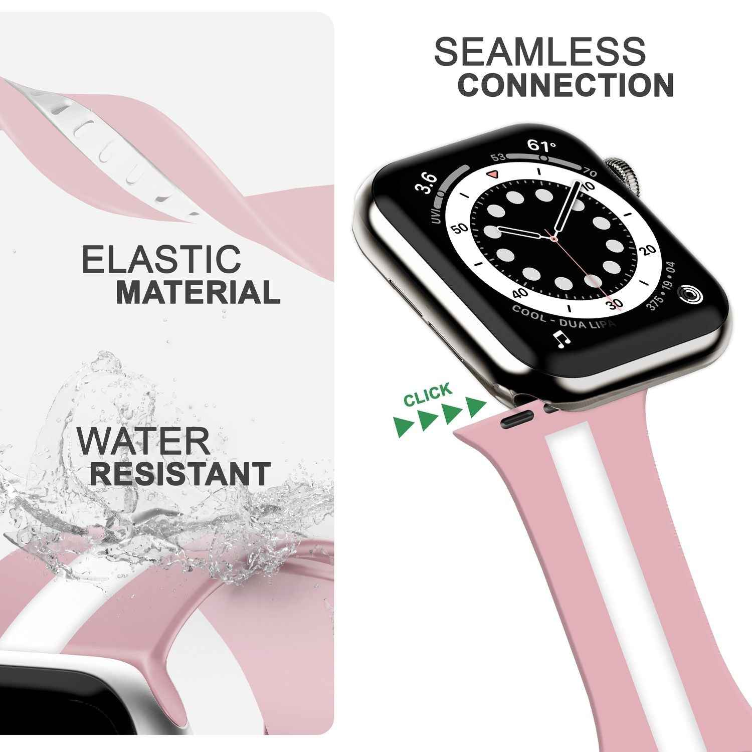 Gestreiftes Silikon Armband für Apple Watch SE/8/7/6/5/4/3/2/1, 38mm 40mm 41mm