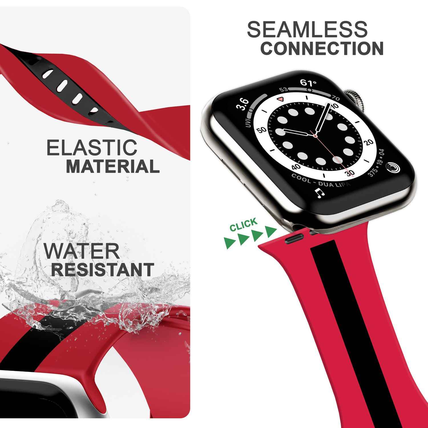 Gestreiftes Silikon Armband für Apple Watch SE/8/7/6/5/4/3/2/1, 38mm 40mm 41mm