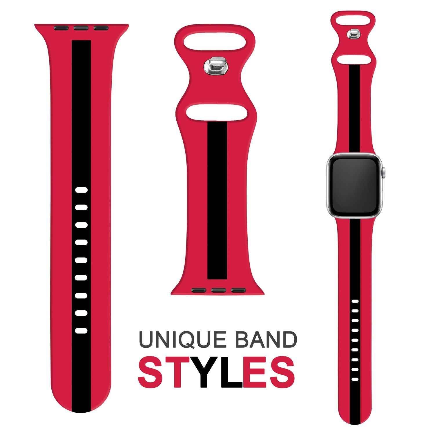 Gestreiftes Silikon Armband für Apple Watch SE/8/7/6/5/4/3/2/1, 38mm 40mm 41mm
