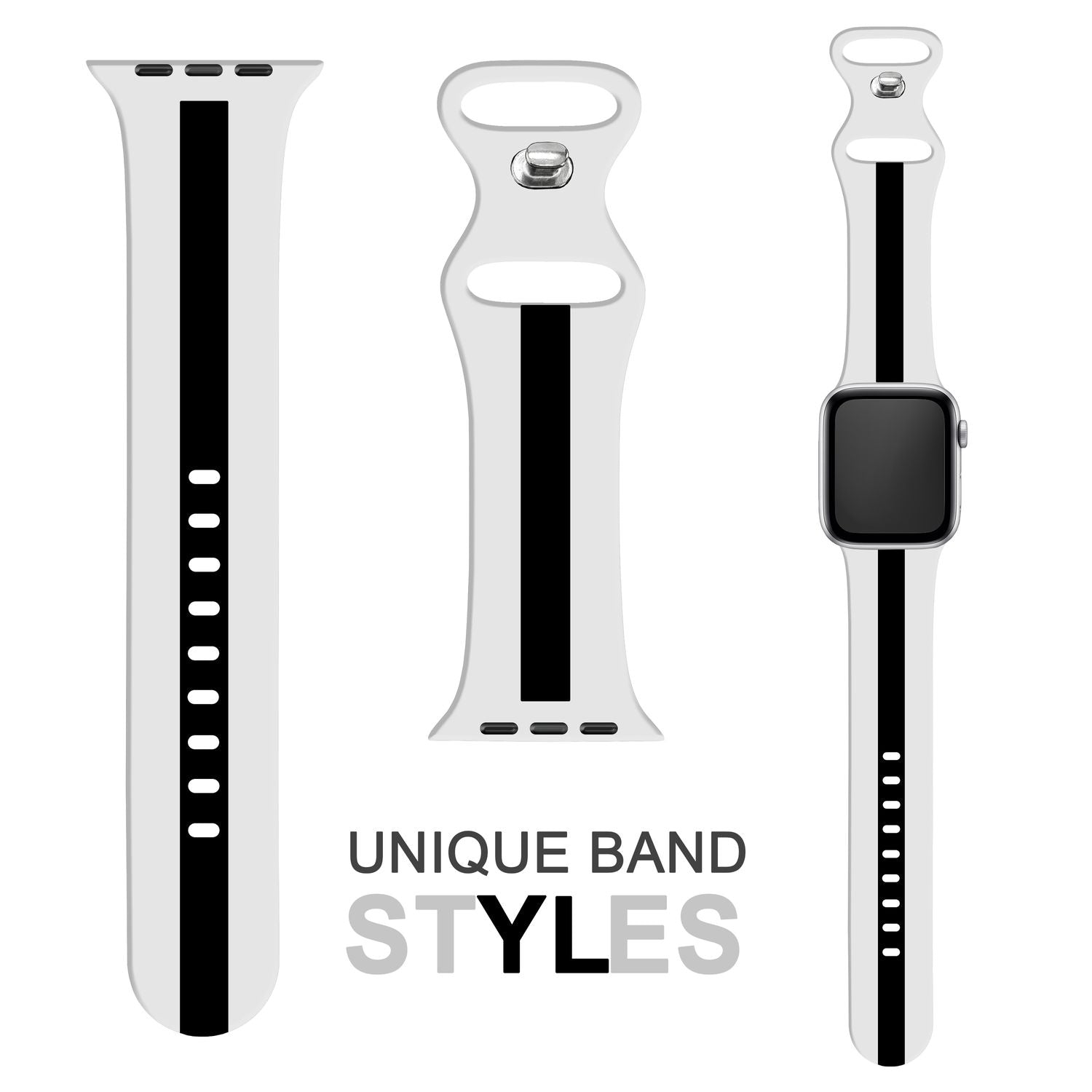 Silikon Armband gestreift für Apple Watch SE/8/7/6/5/4/3/2/1 38-41 mm