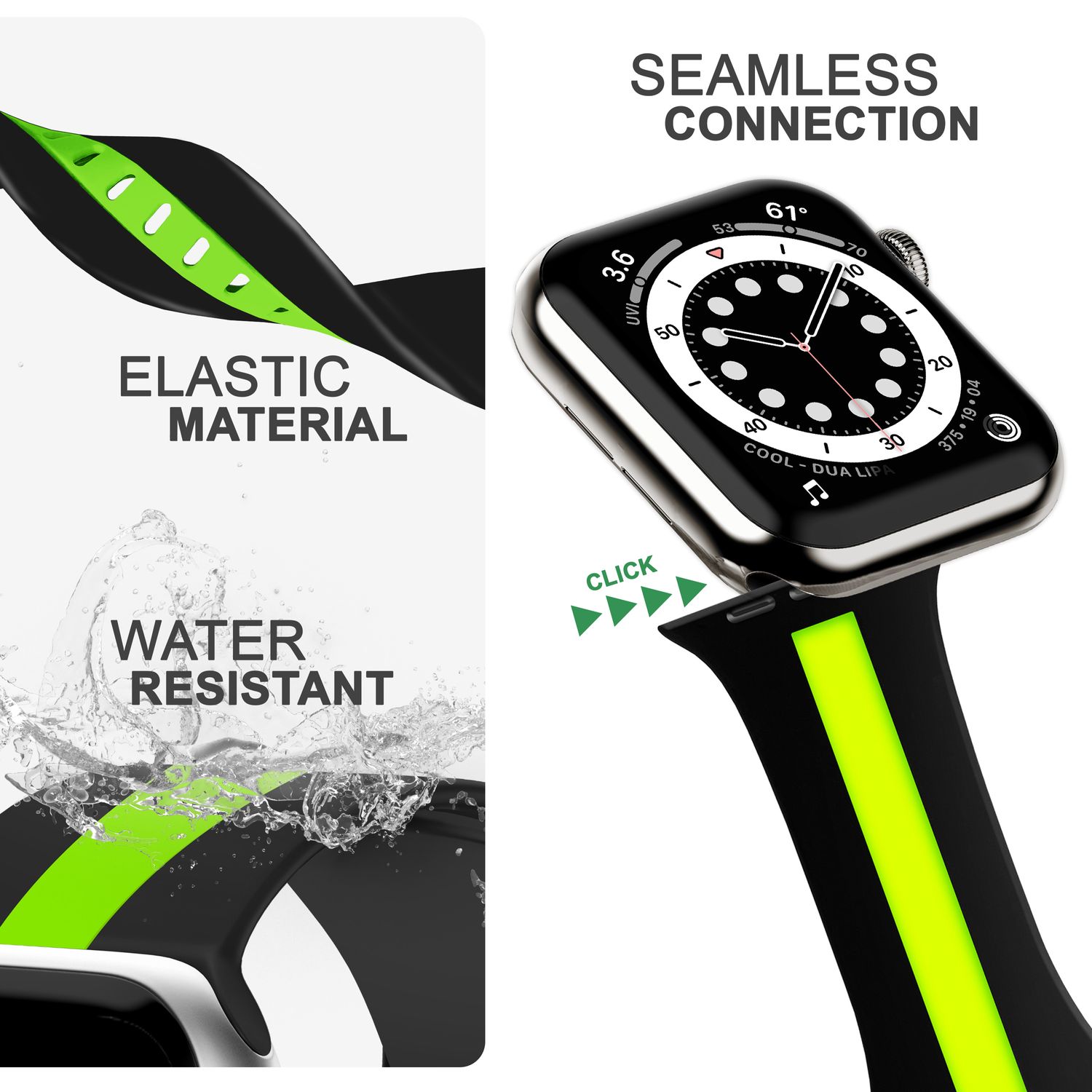 Silikon Armband für Apple Watch 42/44/45/49 mm Streifen-Design mehrfarbig