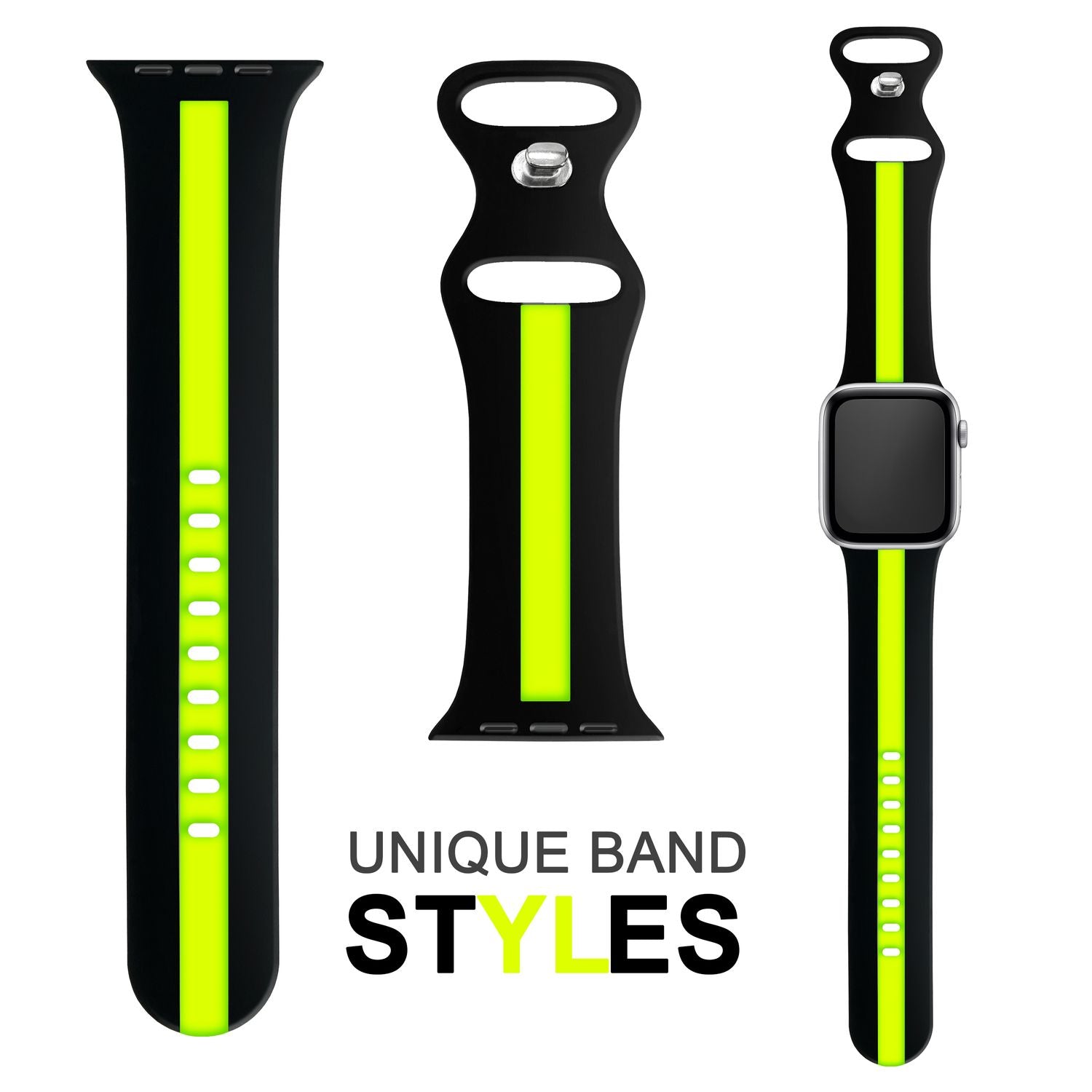 Silikon Armband für Apple Watch 42/44/45/49 mm Streifen-Design mehrfarbig