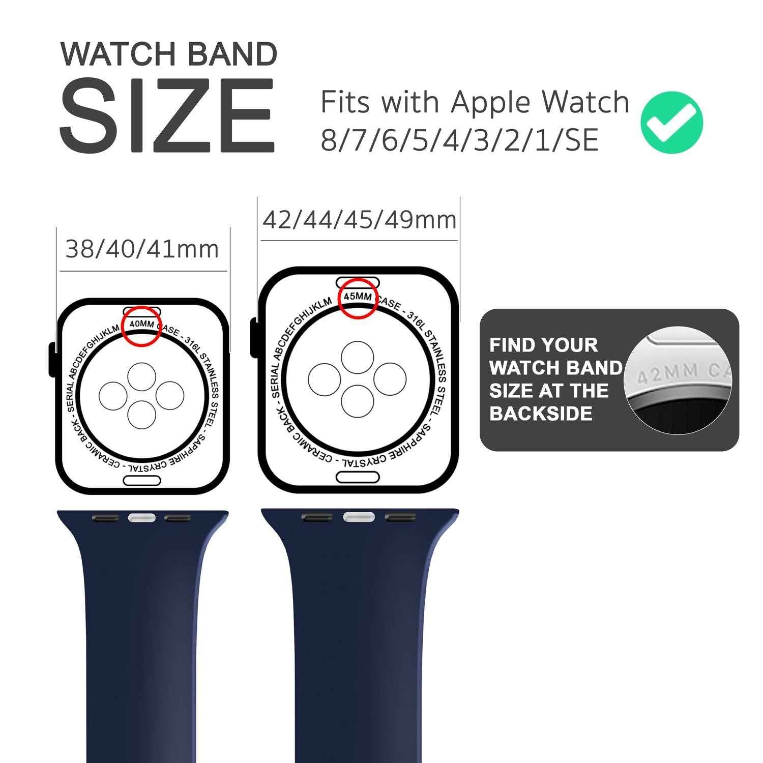 Silikon Armband für Apple Watch Ultra/SE/8/7/6/5/4/3/2/1, 42mm 44mm 45mm 49mm
