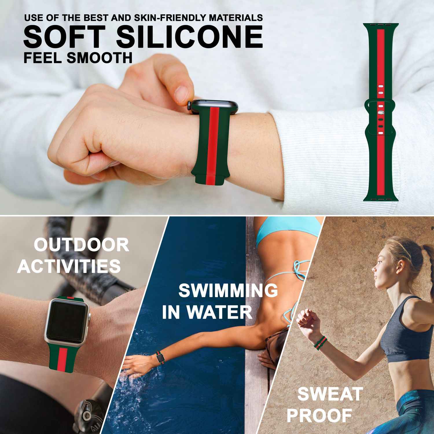 Silikon Armband für Apple Watch Ultra/SE/8/7/6/5/4/3/2/1, 42mm 44mm 45mm 49mm