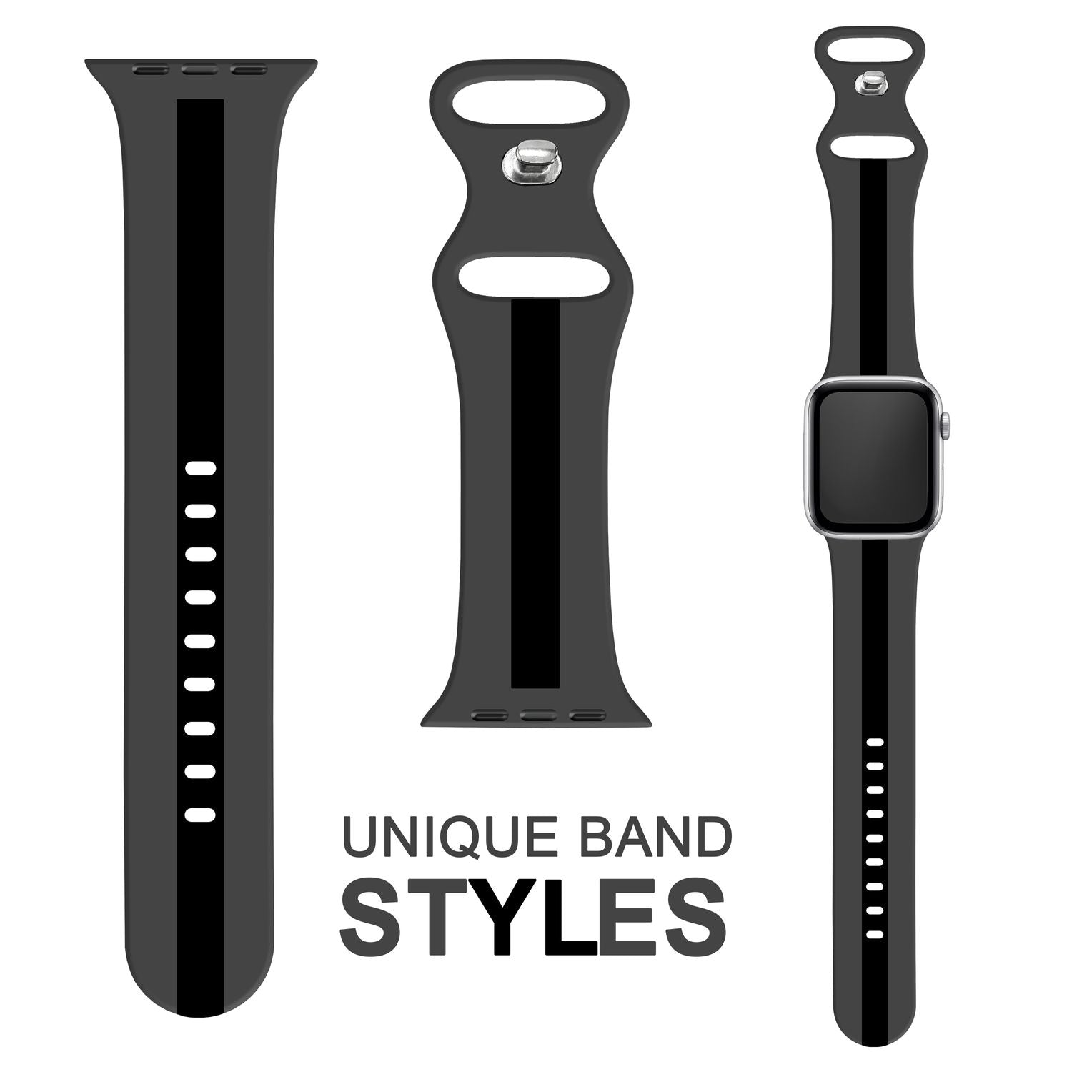 Silikon Armband für Apple Watch 42/44/45/49 mm Streifen-Design mehrfarbig