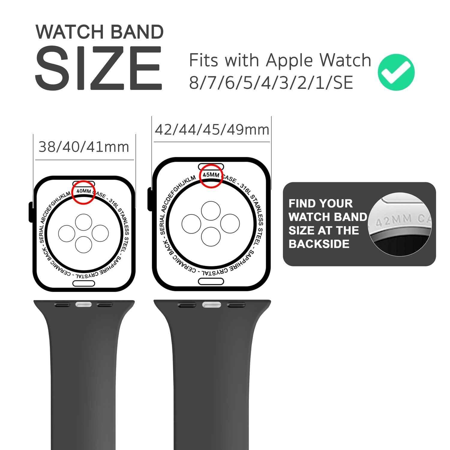 Silikon Armband für Apple Watch Ultra/SE/8/7/6/5/4/3/2/1, 42mm 44mm 45mm 49mm