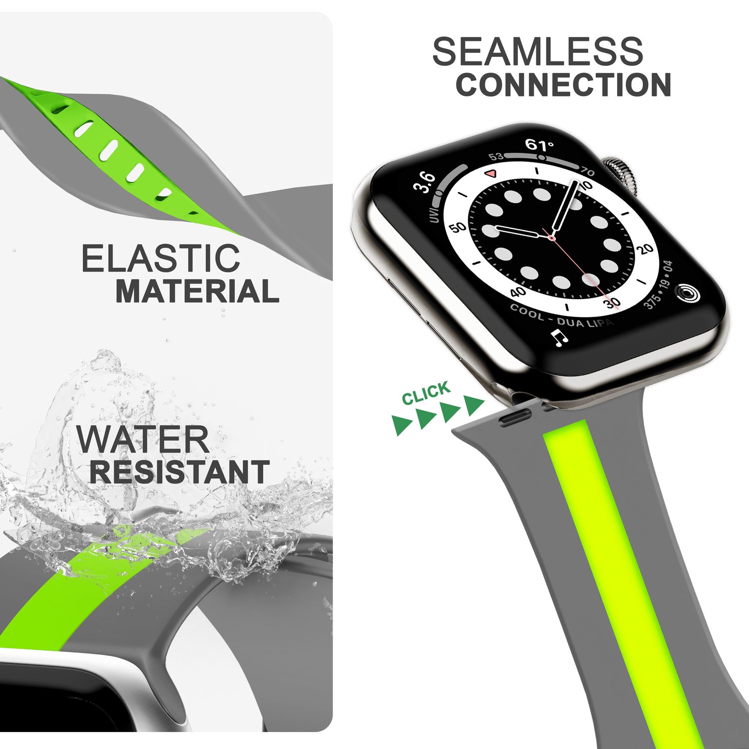 Silikon Armband für Apple Watch 42/44/45/49 mm Streifen-Design mehrfarbig