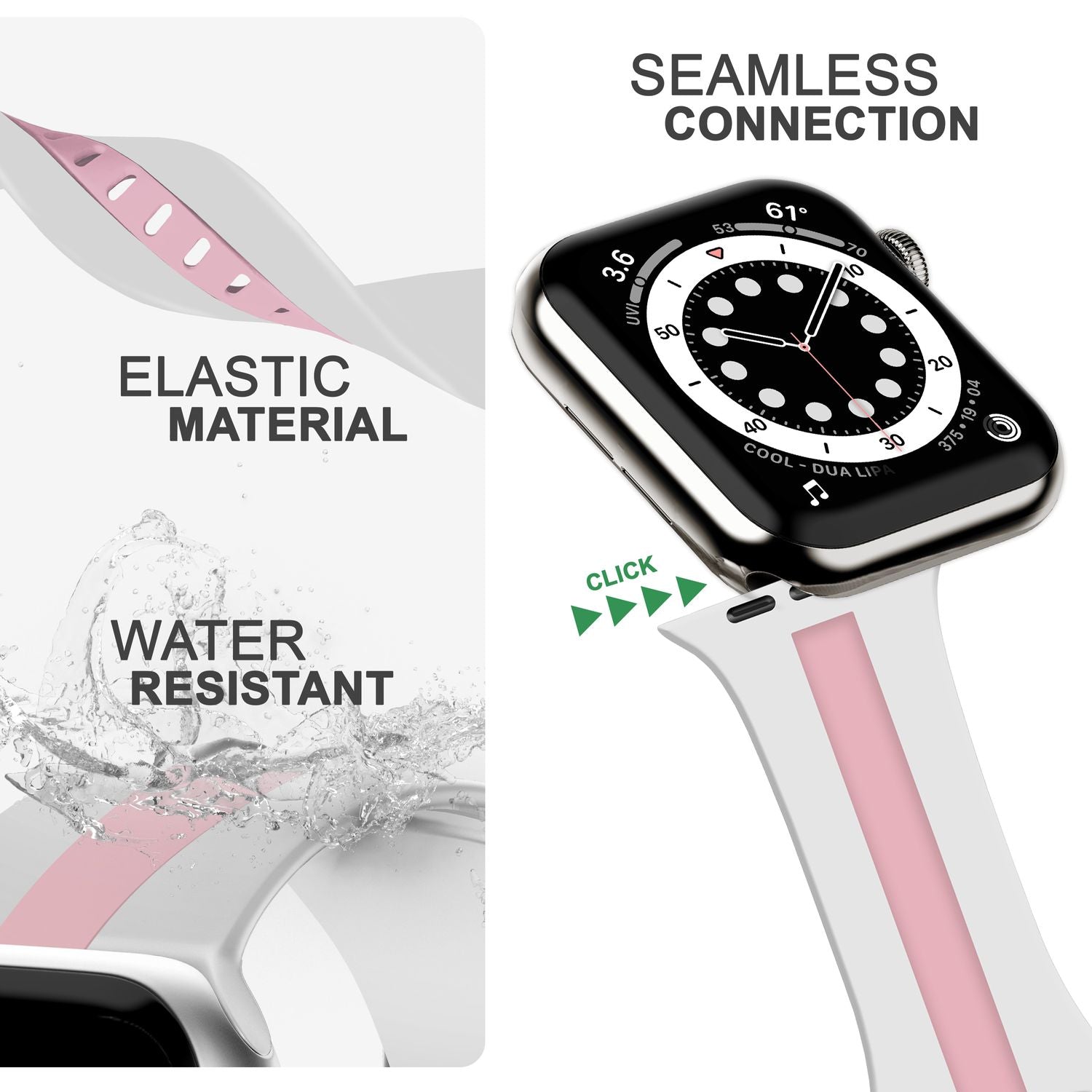 Silikon Armband für Apple Watch 42/44/45/49 mm Streifen-Design mehrfarbig