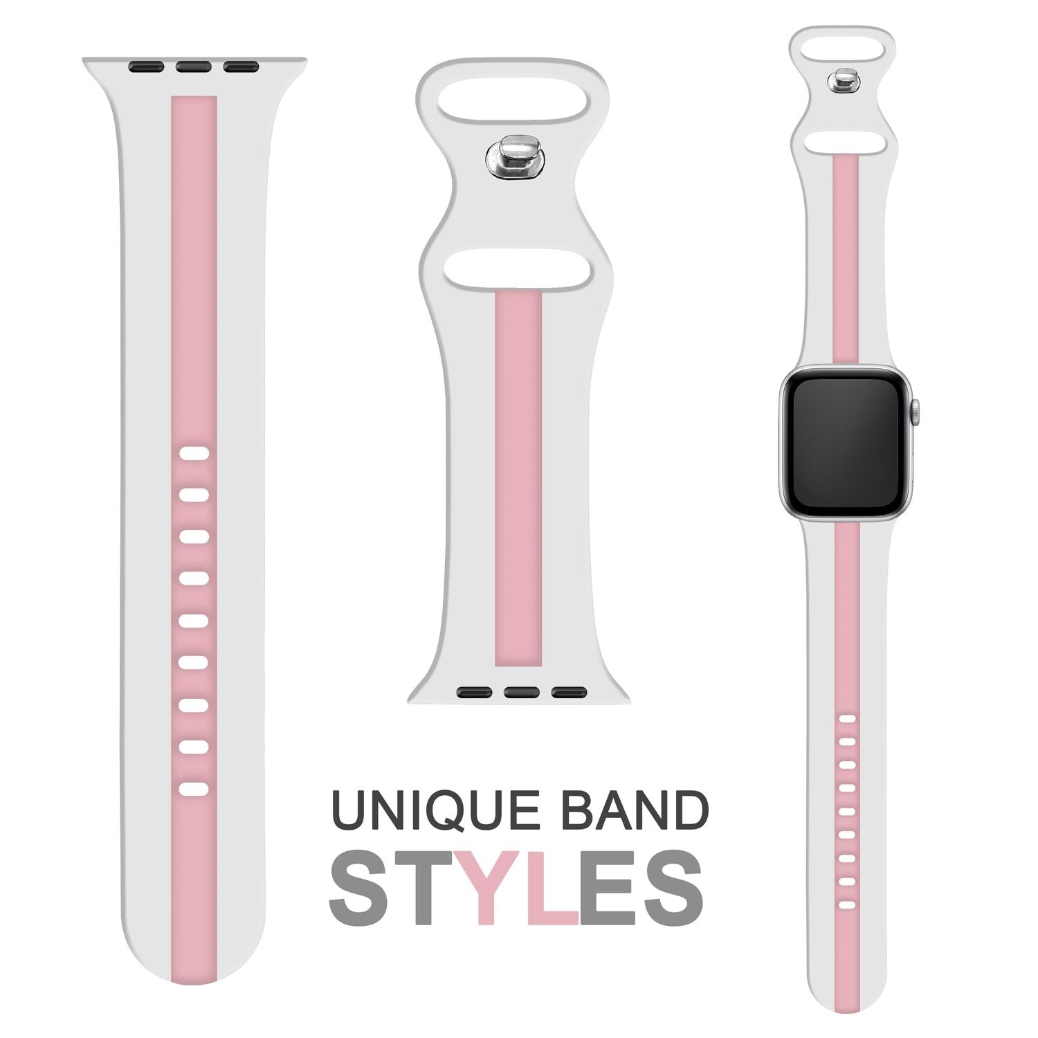 Silikon Armband für Apple Watch 42/44/45/49 mm Streifen-Design mehrfarbig