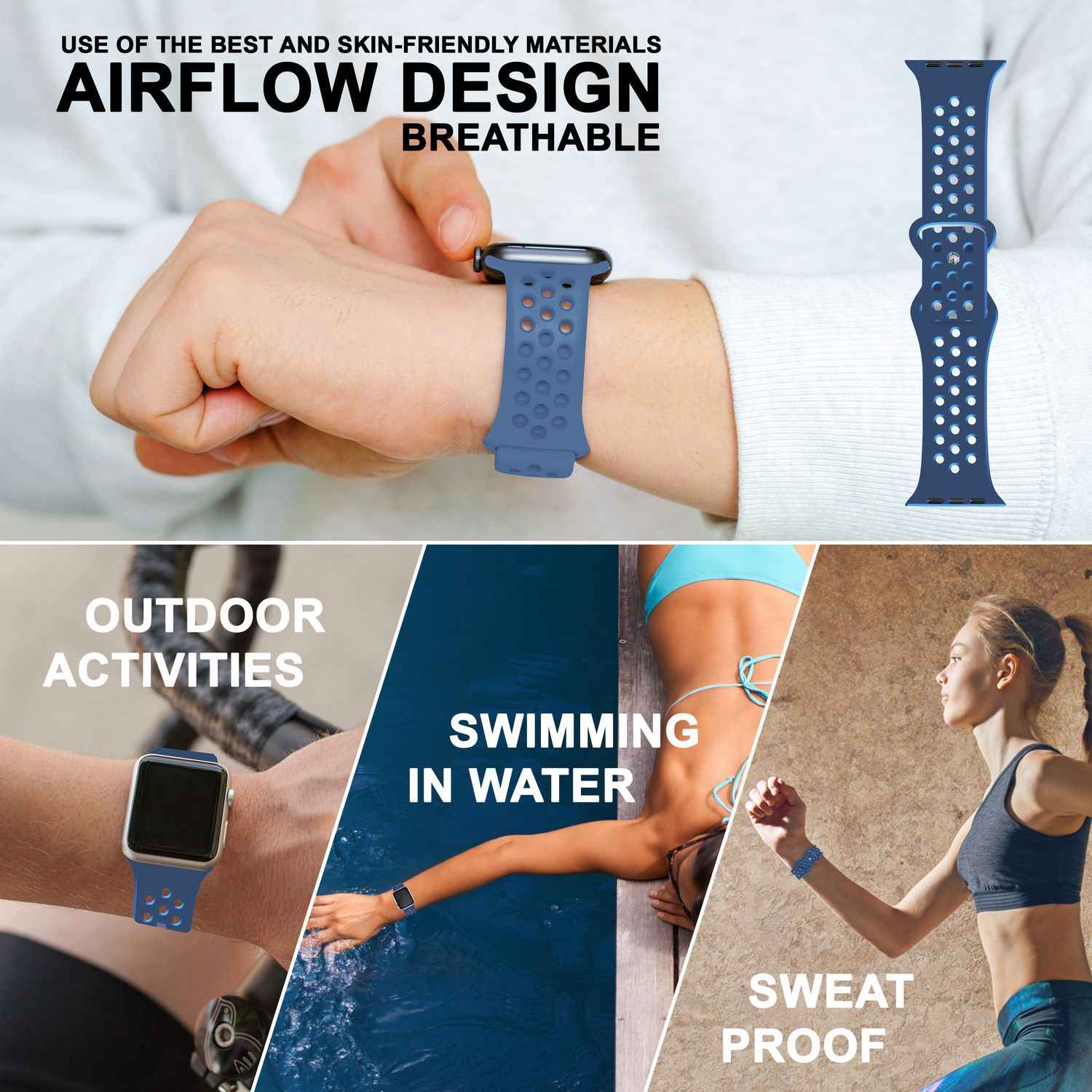 Gelochtes Armband für Apple Watch SE/8/7/6/5/4/3/2/1, 38mm 40mm 41mm