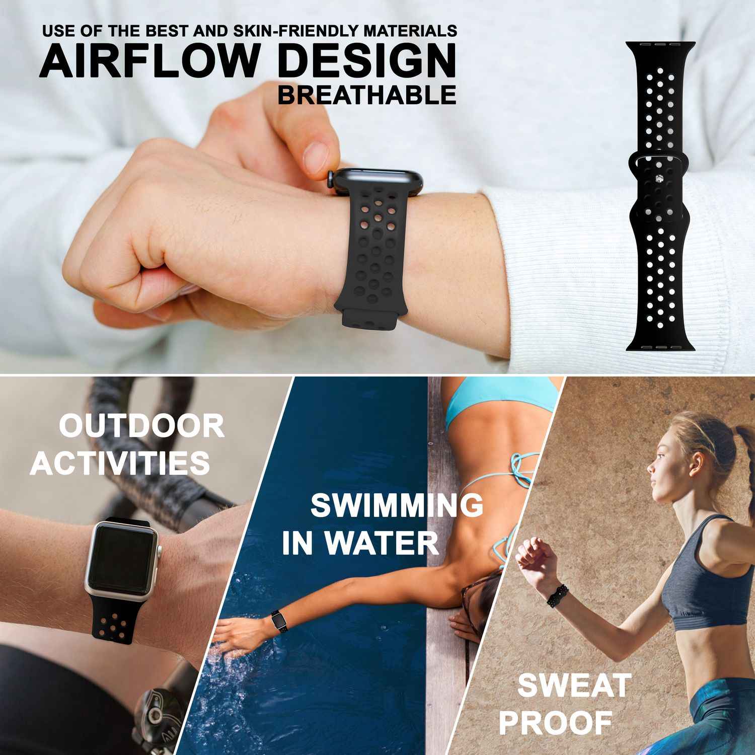 Gelochtes Armband für Apple Watch SE/8/7/6/5/4/3/2/1, 38mm 40mm 41mm