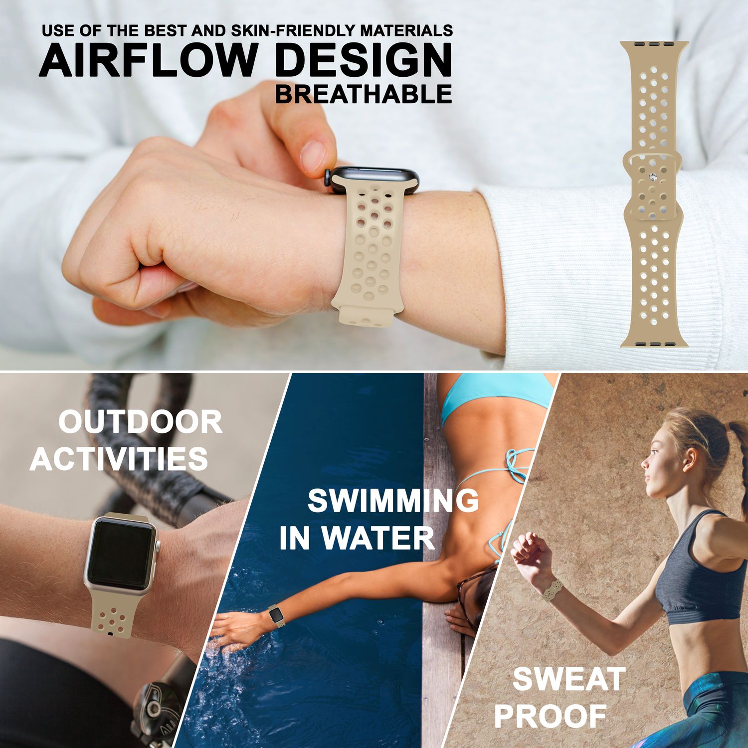 Gelochtes Silikonarmband für Apple Watch 38-41 mm sportlich | NALIA Berlin
