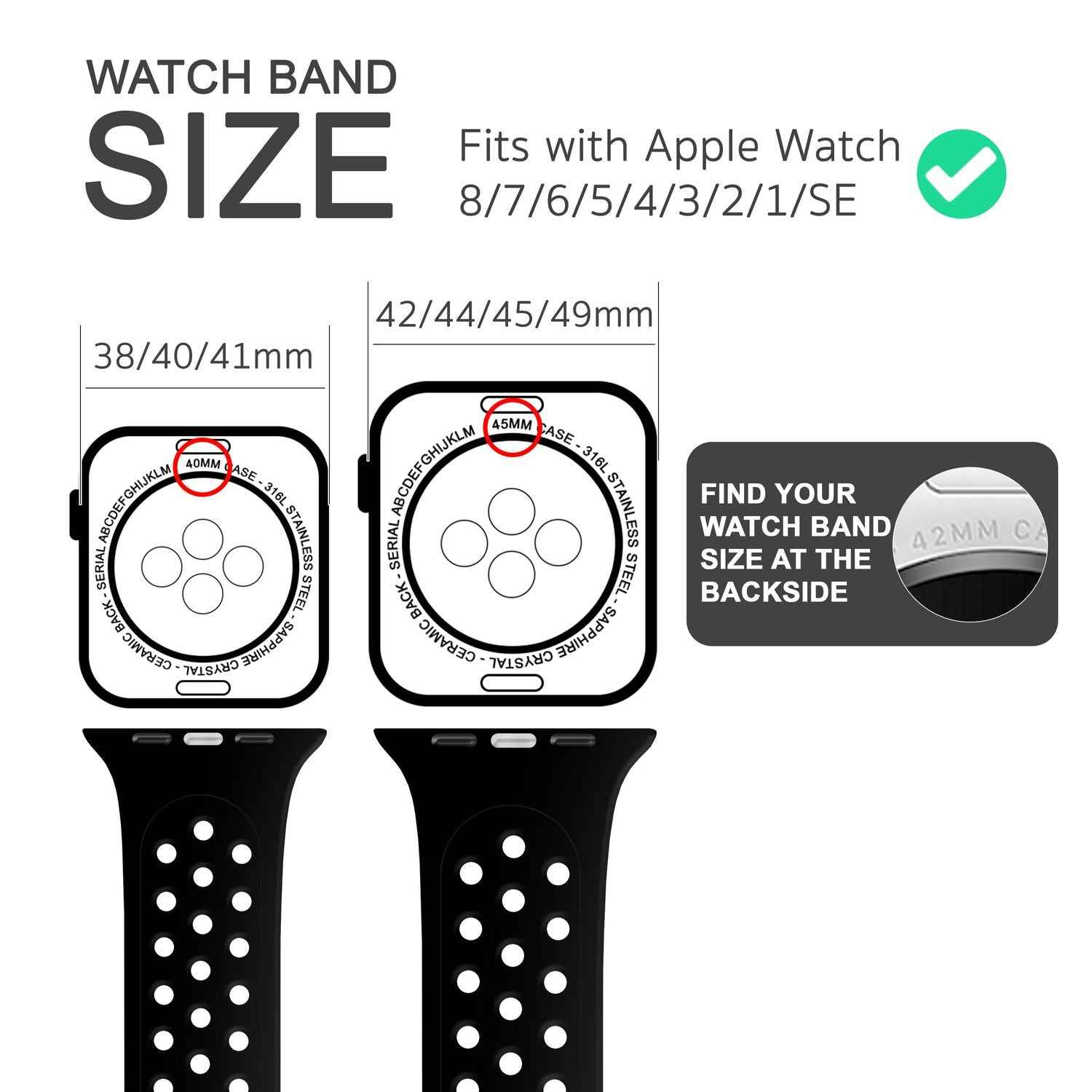 Gelochtes Armband für Apple Watch Ultra/SE/8/7/6/5/4/3/2/1, 42mm 44mm 45mm 49mm
