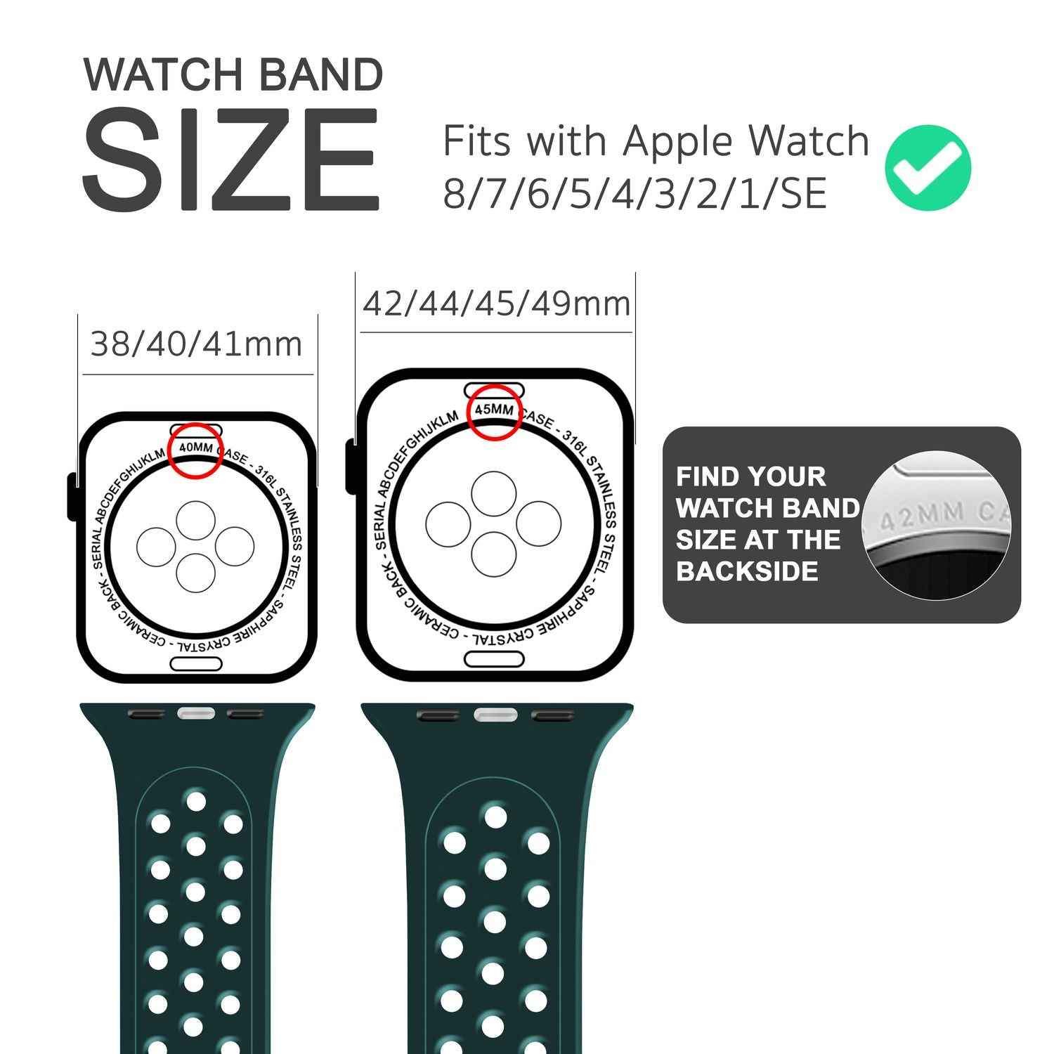 Gelochtes Armband für Apple Watch Ultra/SE/8/7/6/5/4/3/2/1, 42mm 44mm 45mm 49mm