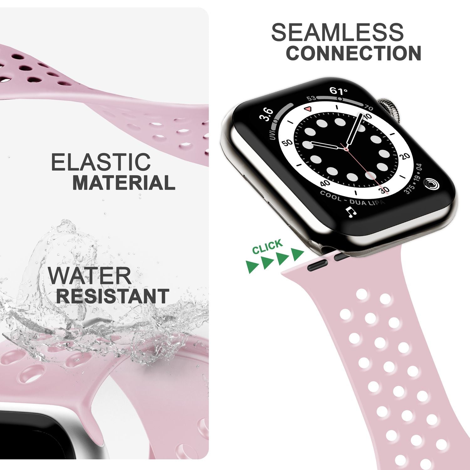 Silikon Armband gelocht für Apple Watch 42/44/45/49 mm | NALIA Berlin