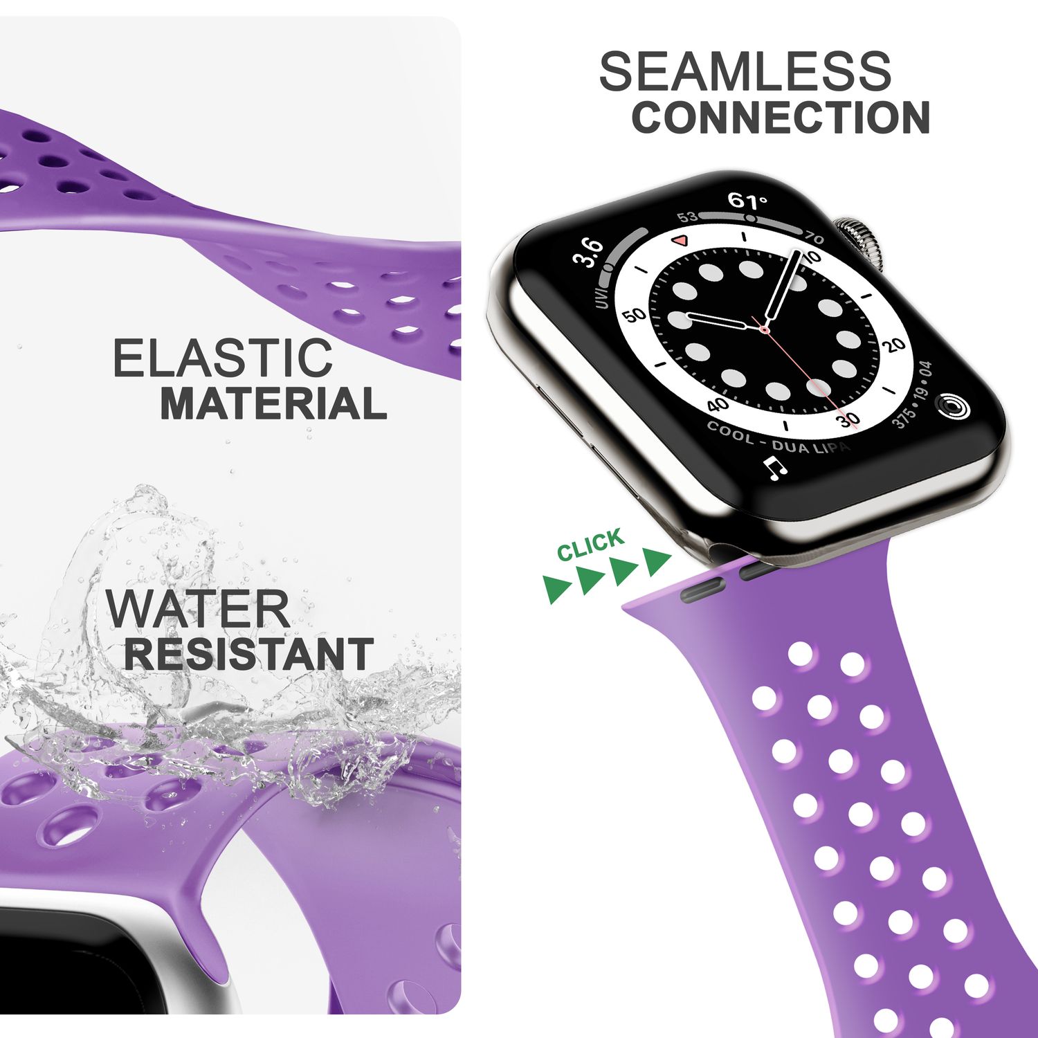 Silikon Armband gelocht für Apple Watch 42/44/45/49 mm | NALIA Berlin