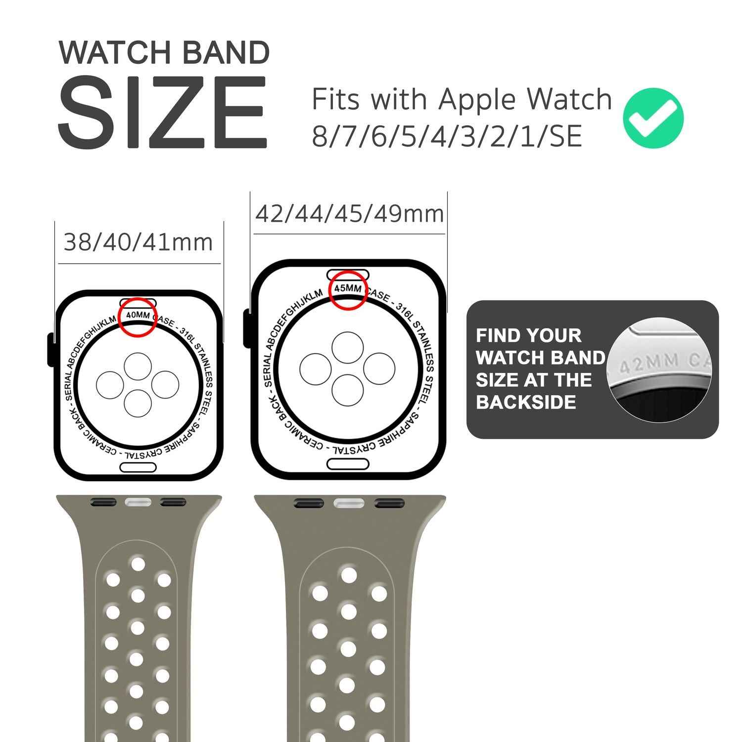 Gelochtes Armband für Apple Watch Ultra/SE/8/7/6/5/4/3/2/1, 42mm 44mm 45mm 49mm