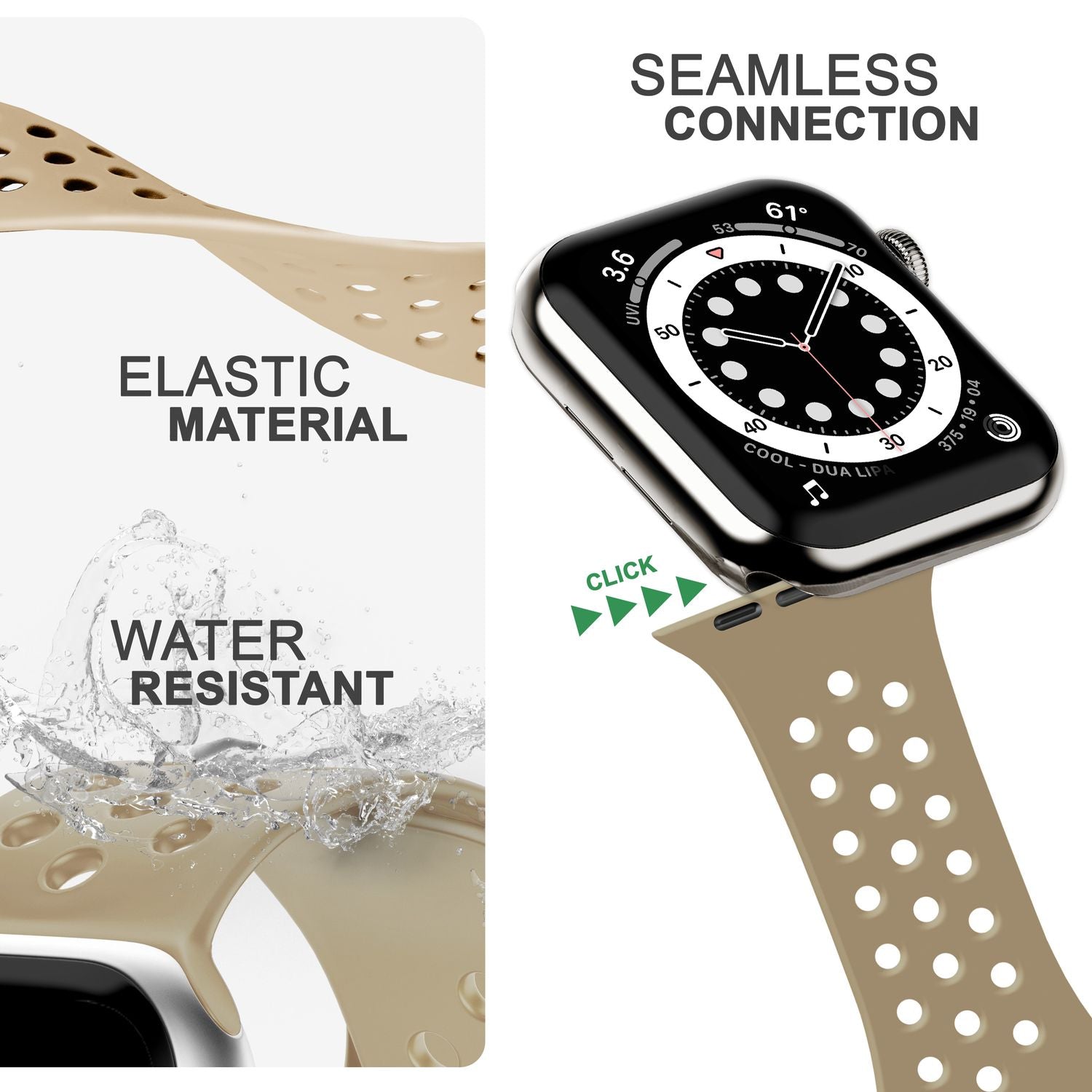 Silikon Armband gelocht für Apple Watch 42/44/45/49 mm | NALIA Berlin