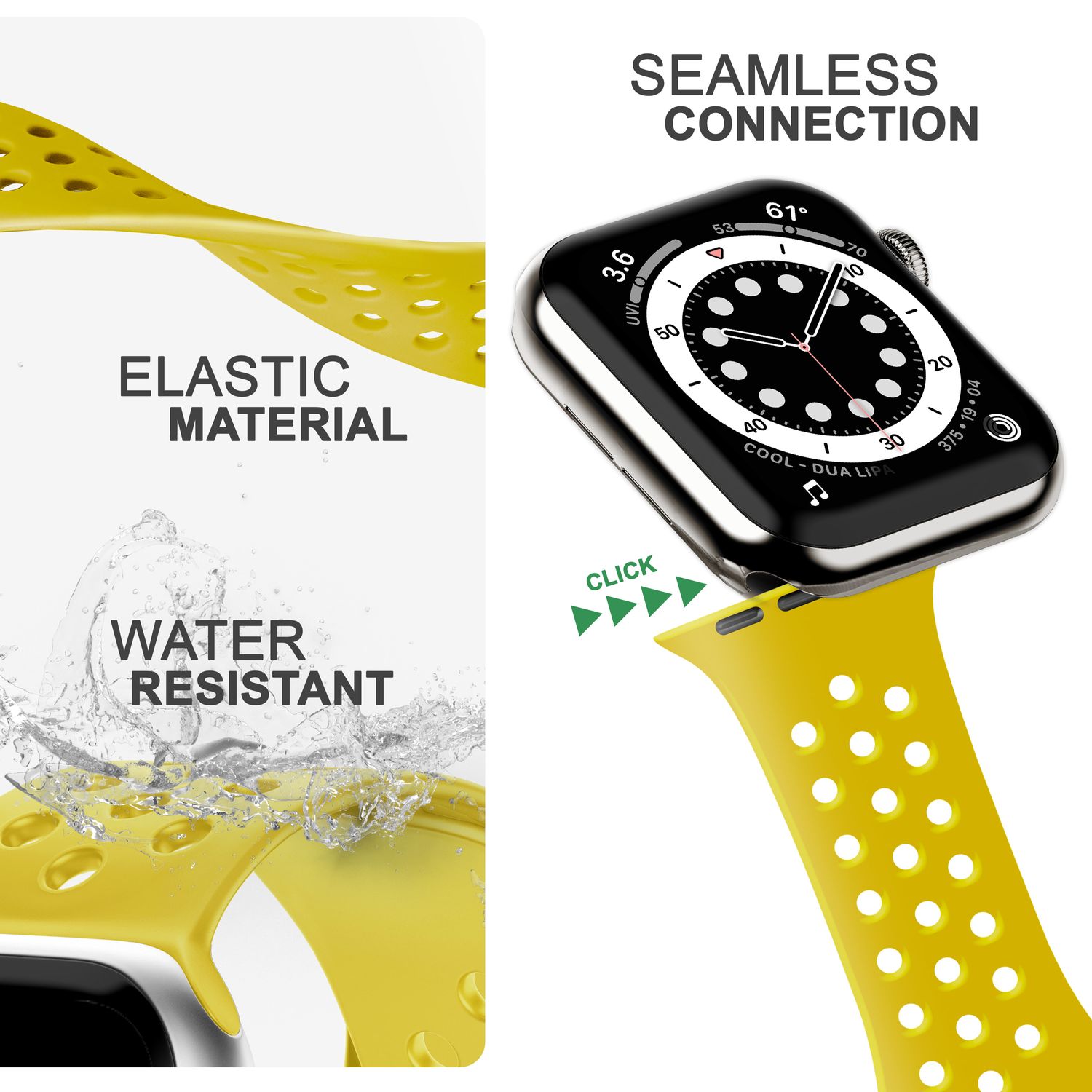 Silikon Armband gelocht für Apple Watch 42/44/45/49 mm | NALIA Berlin