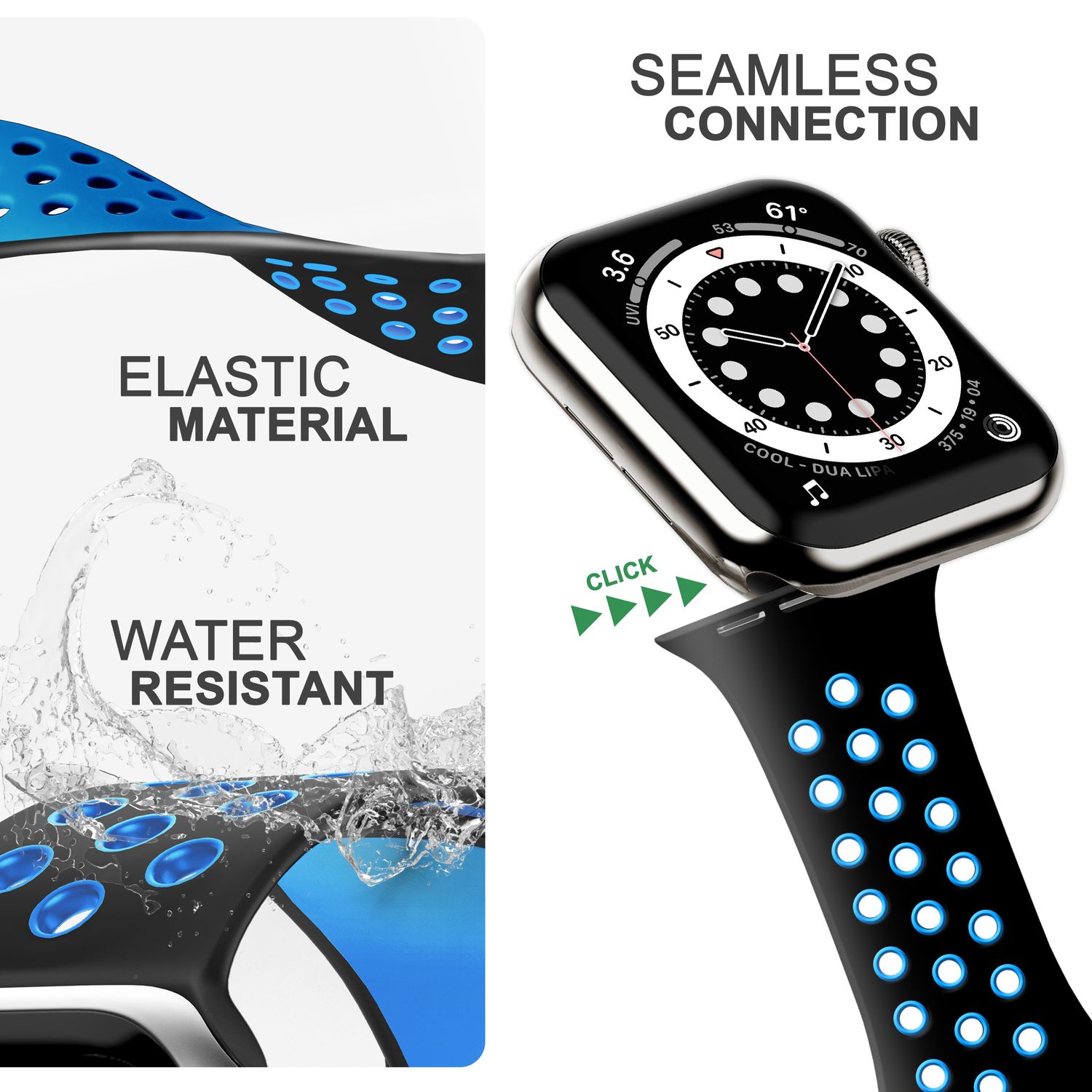 Silikon Armband Airflow für Apple Watch 38/40/41mm schwarz | NALIA Berlin