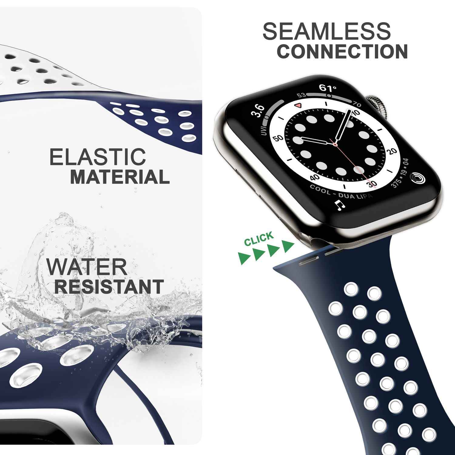 Airflow Silikon Armband für Apple Watch Ultra/Se/8/7/6/5/4/3/2/1, 42/44/45/49mm
