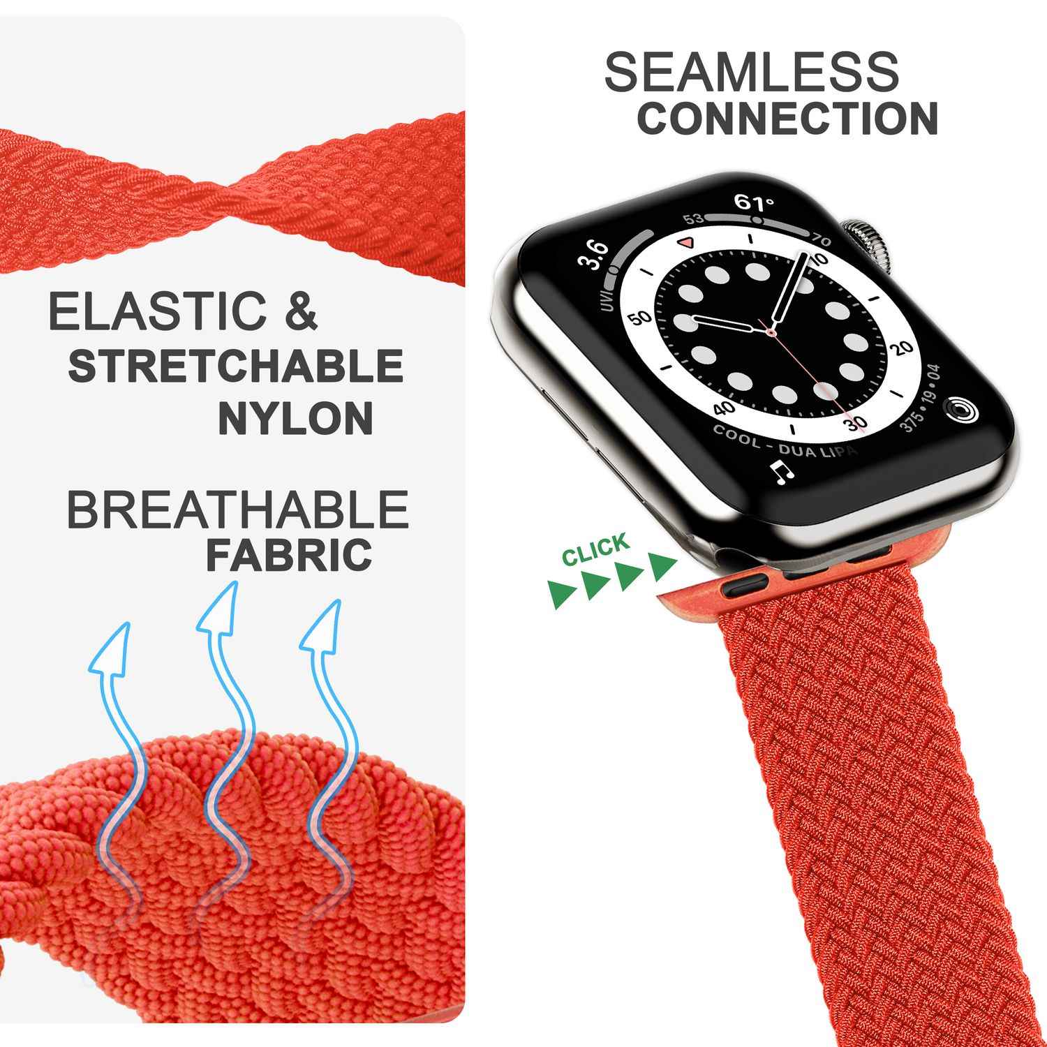 Armband für Apple Watch SE/8/7/6/5/4/3/2/1, 38/40/41mm Geflochten