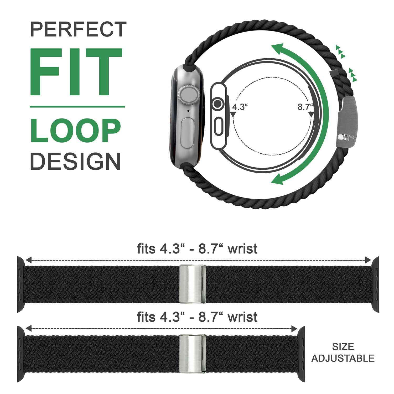 Armband für Apple Watch SE/8/7/6/5/4/3/2/1, 38/40/41mm Geflochten