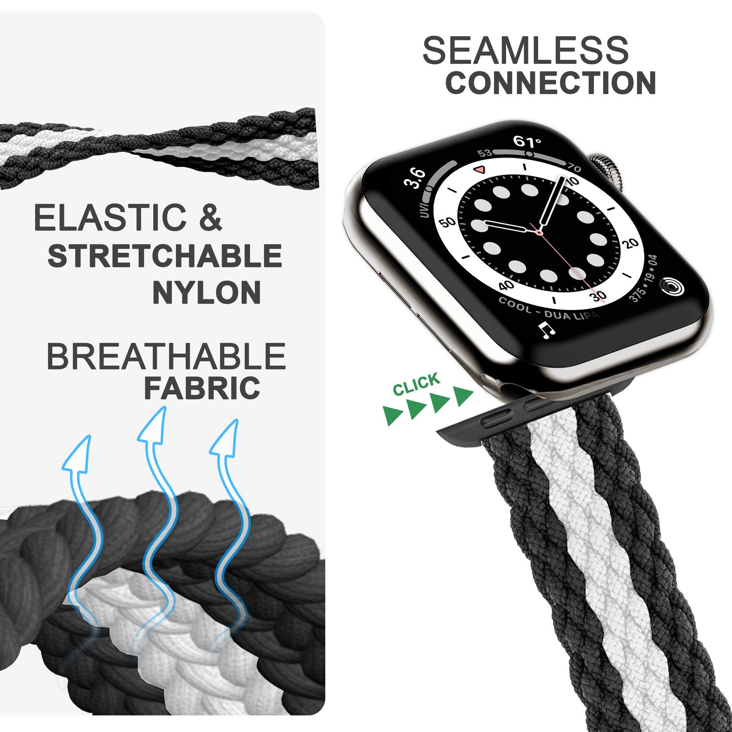 Armband für Apple Watch geflochten Nylon dunkelblau 38/40/41mm | NALIA Berlin