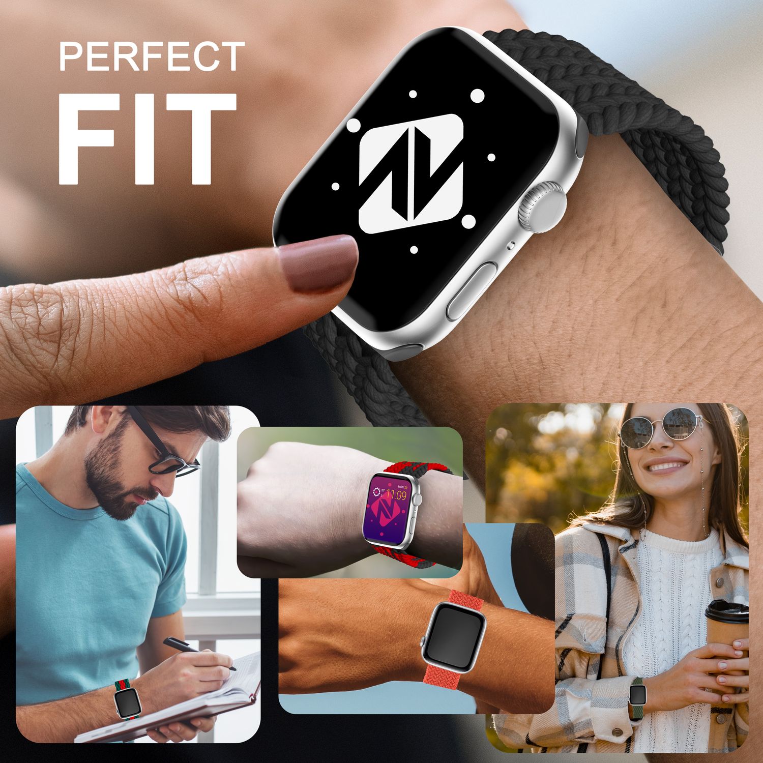 Armband für Apple Watch geflochten Nylon dunkelblau 38/40/41mm | NALIA Berlin