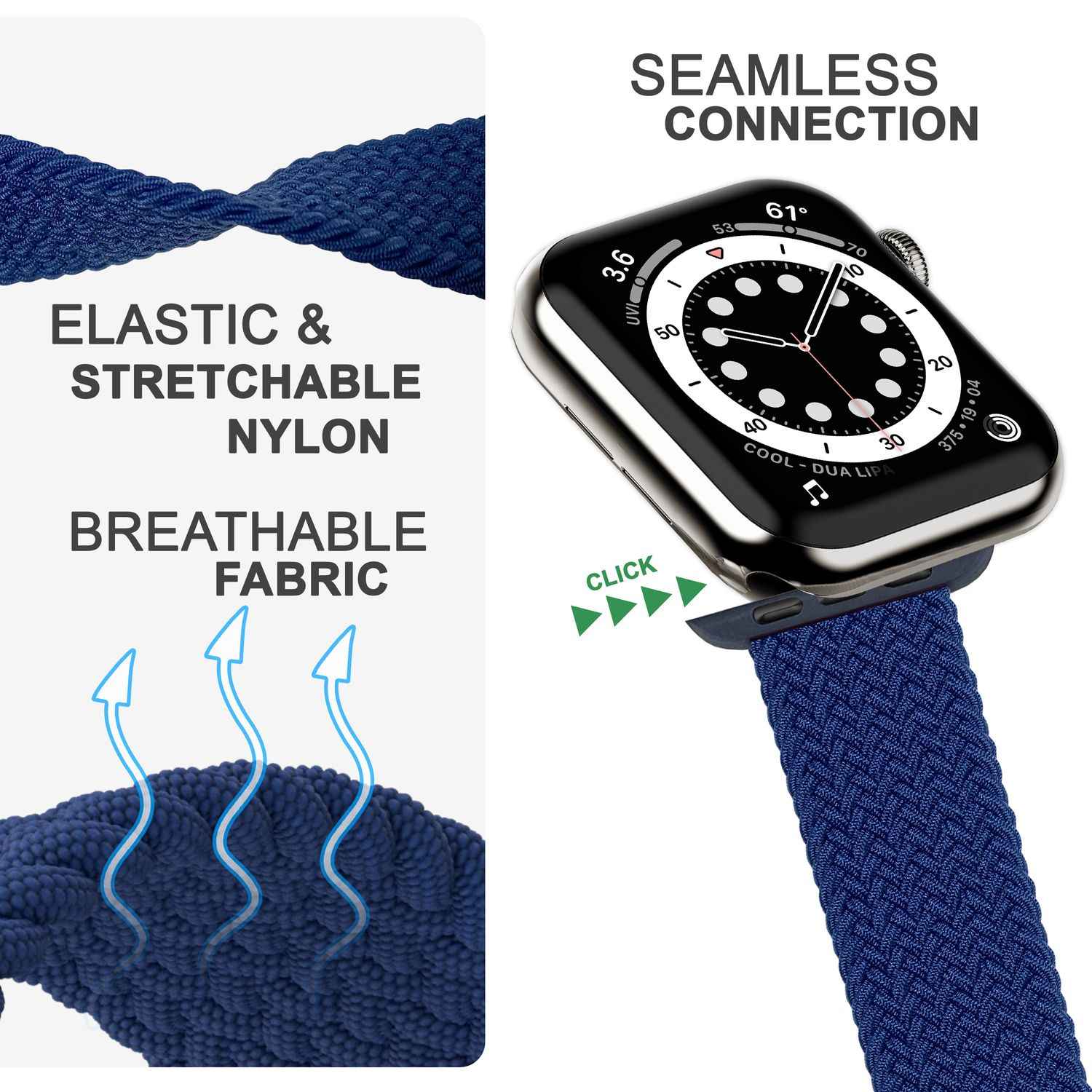 Armband für Apple Watch SE/8/7/6/5/4/3/2/1, 38/40/41mm Geflochten