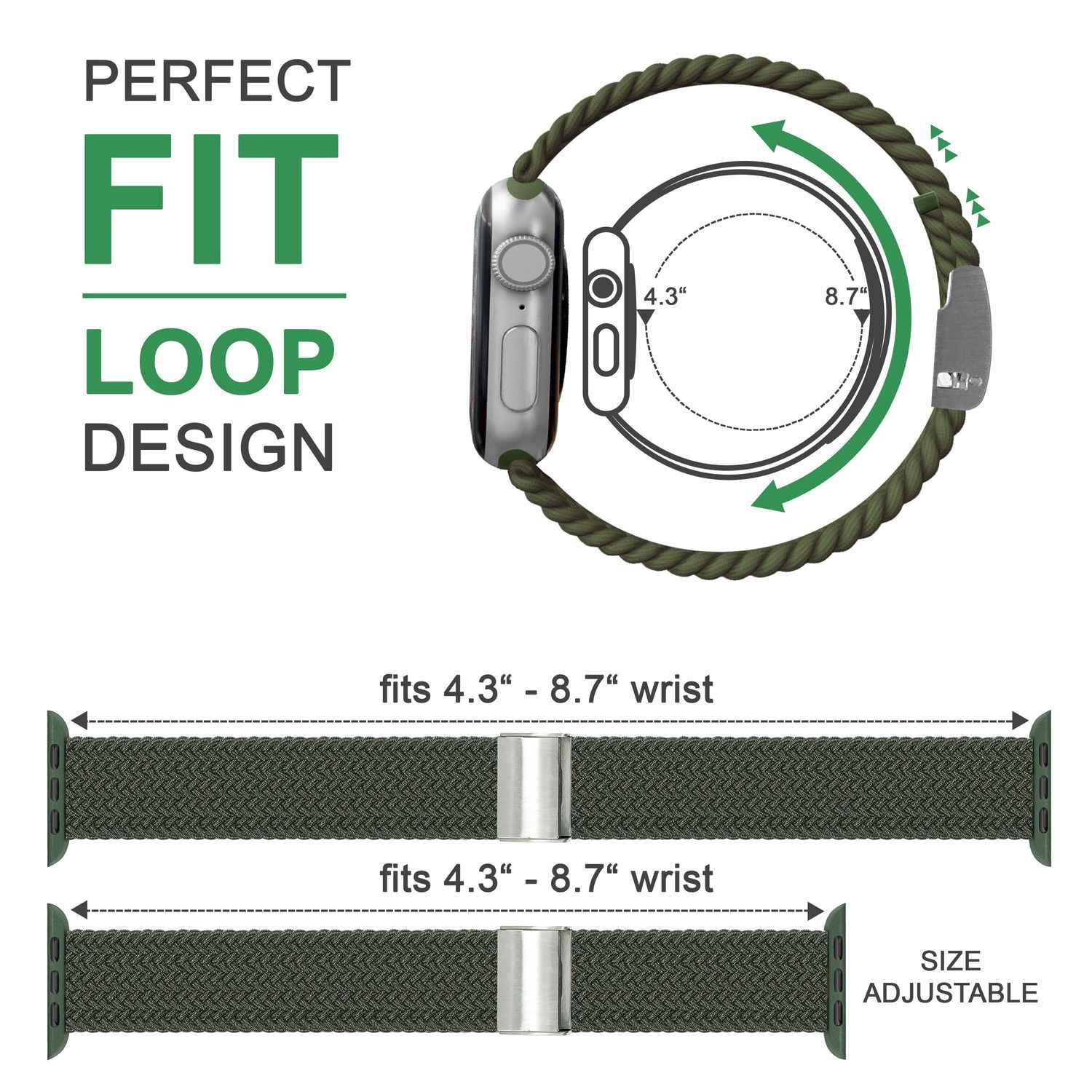 Armband für Apple Watch SE/8/7/6/5/4/3/2/1, 38/40/41mm Geflochten
