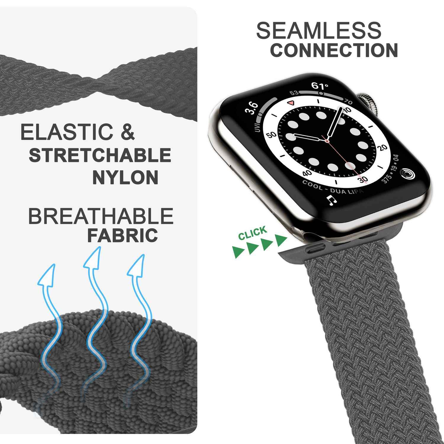 Armband für Apple Watch SE/8/7/6/5/4/3/2/1, 38/40/41mm Geflochten