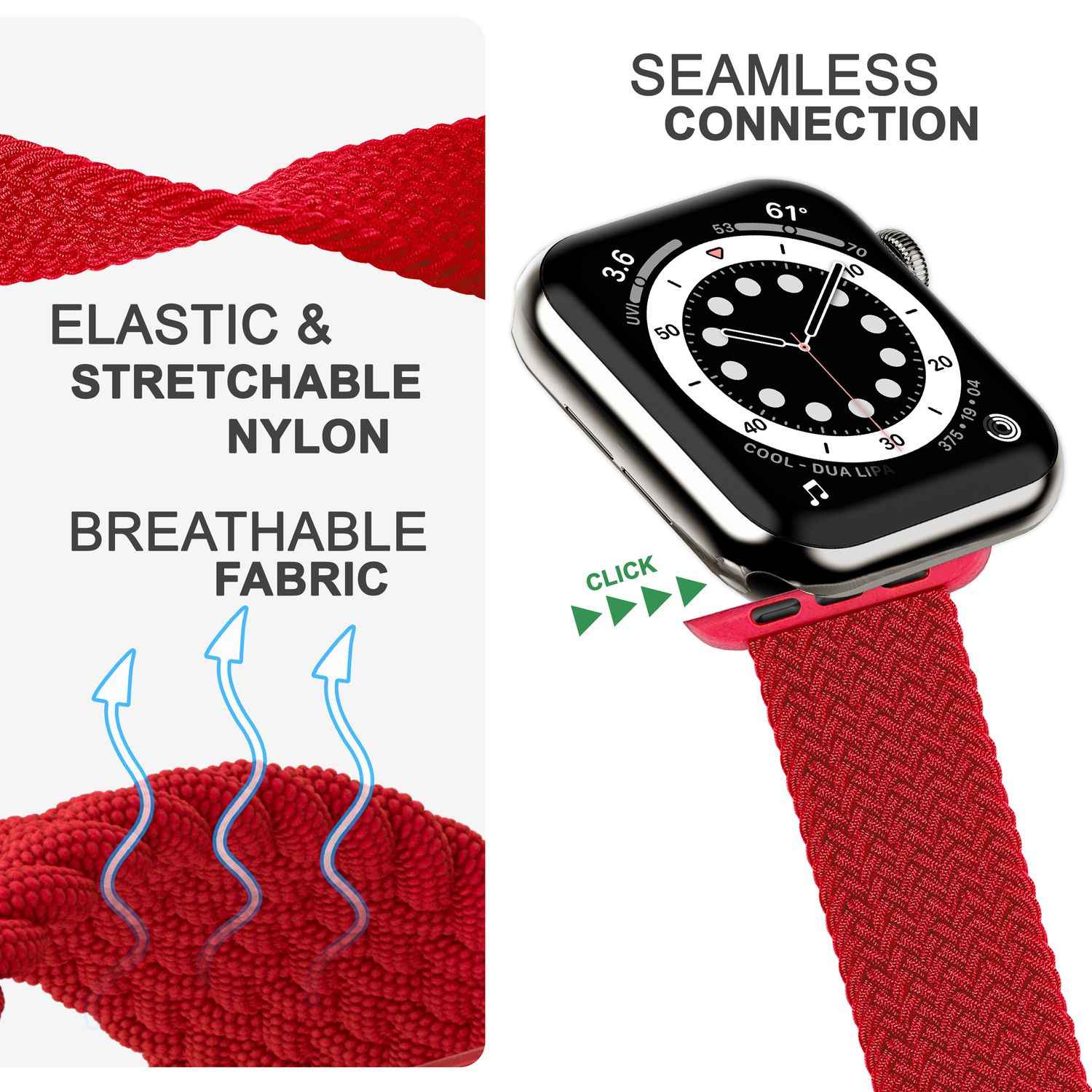 Armband für Apple Watch SE/8/7/6/5/4/3/2/1, 38/40/41mm Geflochten