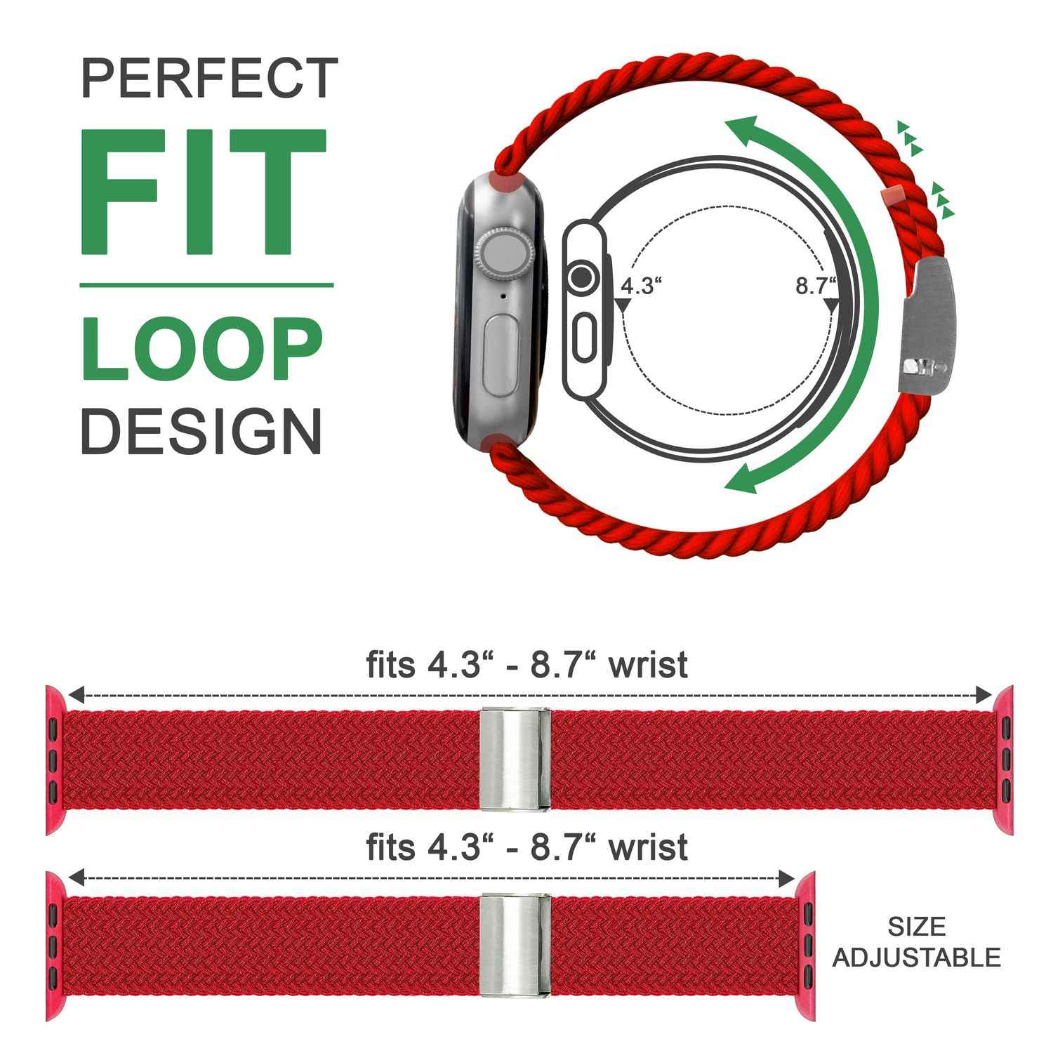 Armband für Apple Watch SE/8/7/6/5/4/3/2/1, 38/40/41mm Geflochten