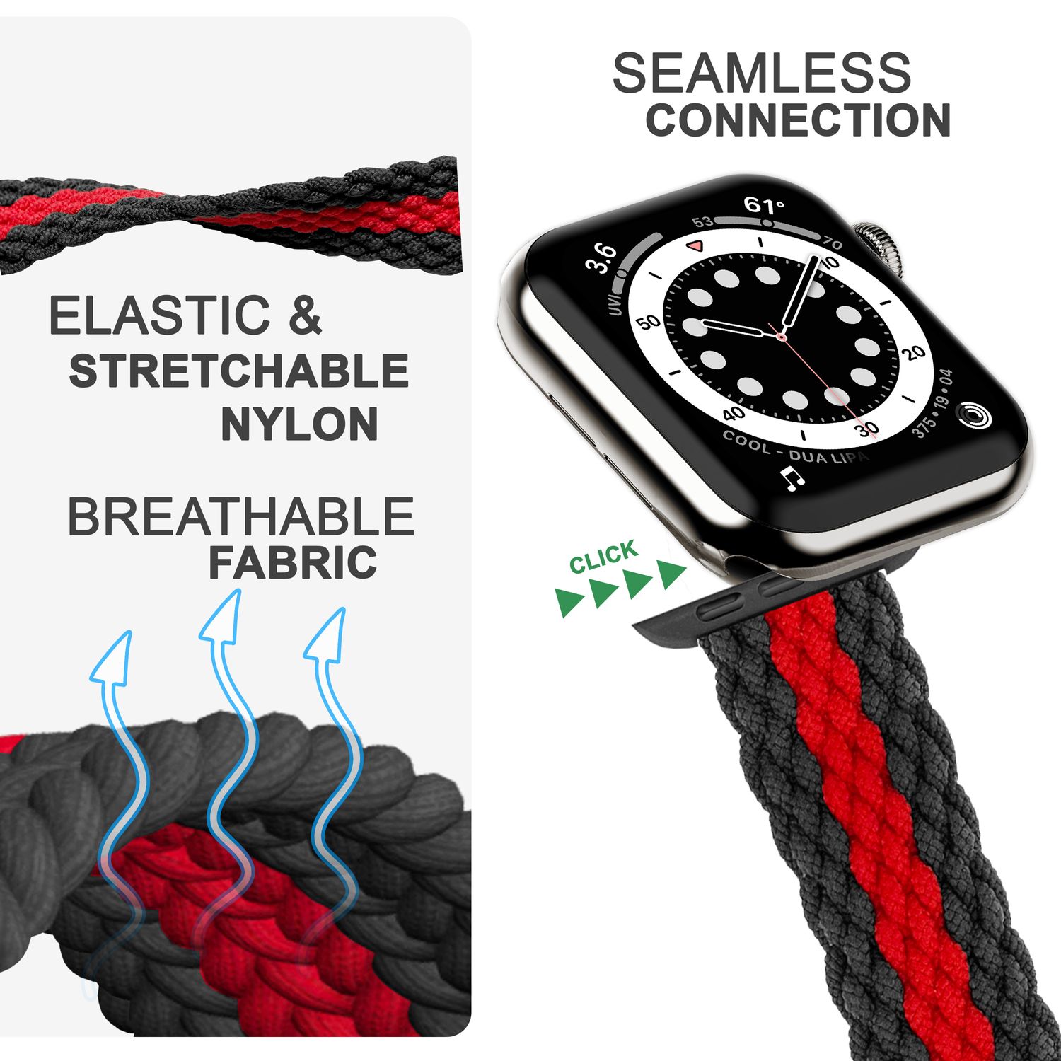 Uhrenarmband geflochten Nylon mehrfarbig für Apple Watch 42/44/45/49 mm