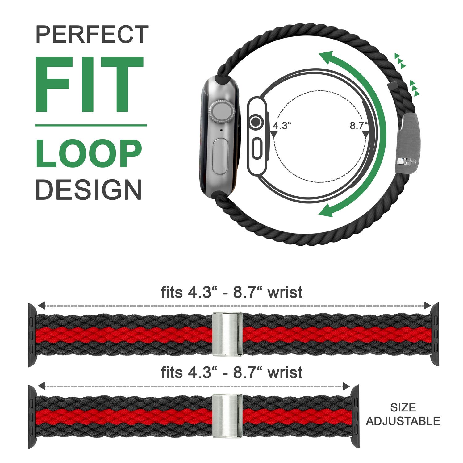 Uhrenarmband geflochten Nylon mehrfarbig für Apple Watch 42/44/45/49 mm