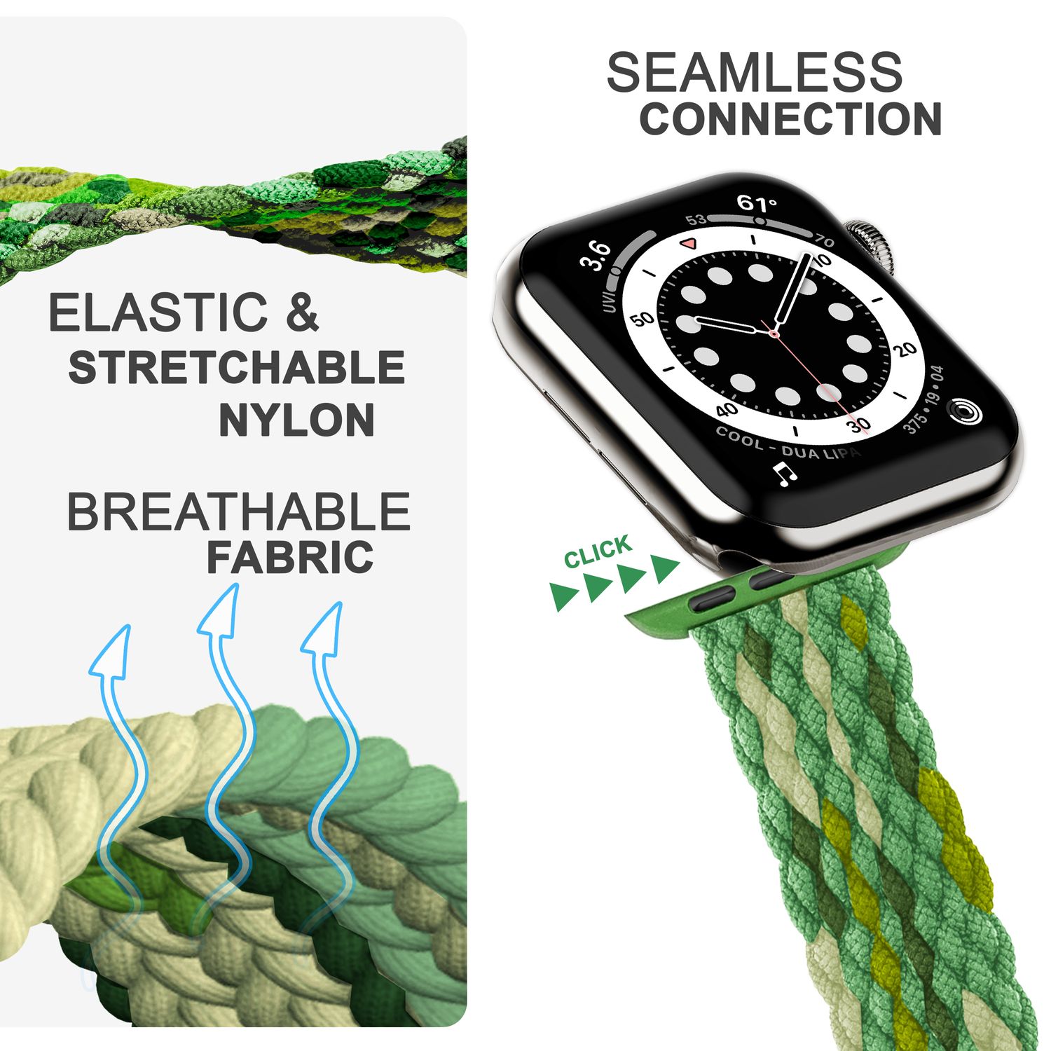 Uhrenarmband geflochten Nylon mehrfarbig für Apple Watch 42/44/45/49 mm