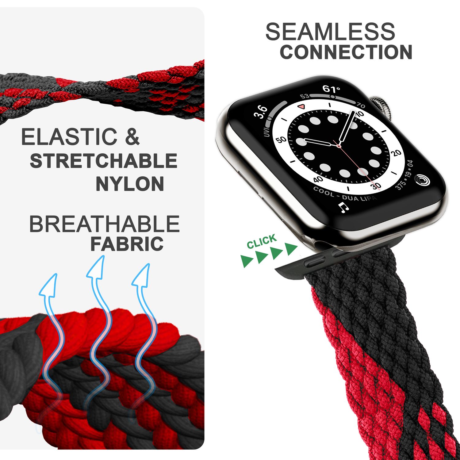 Uhrenarmband geflochten Nylon mehrfarbig für Apple Watch 42/44/45/49 mm