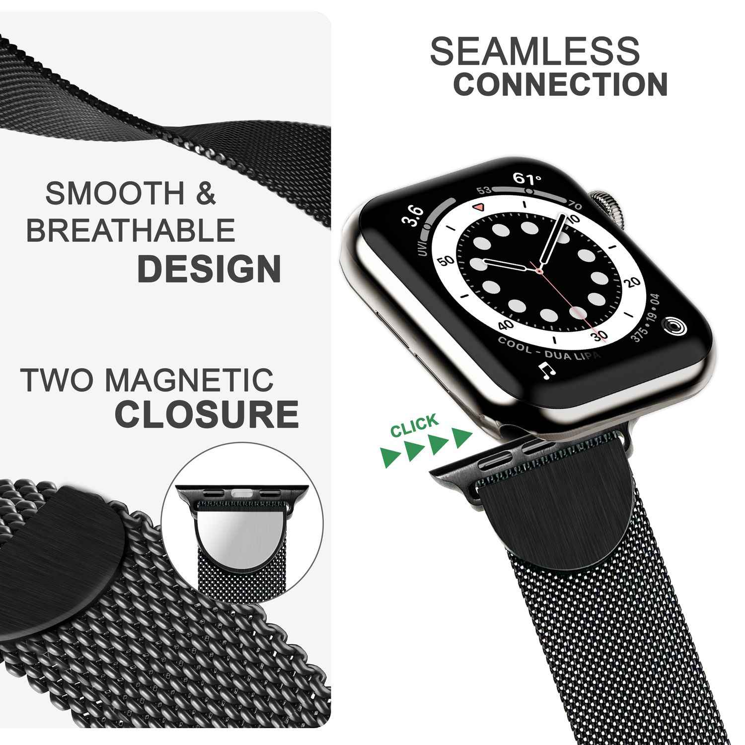 Milanaise Metall Armband für Apple Watch SE/8/7/6/5/4/3/2/1, 38/40/41mm