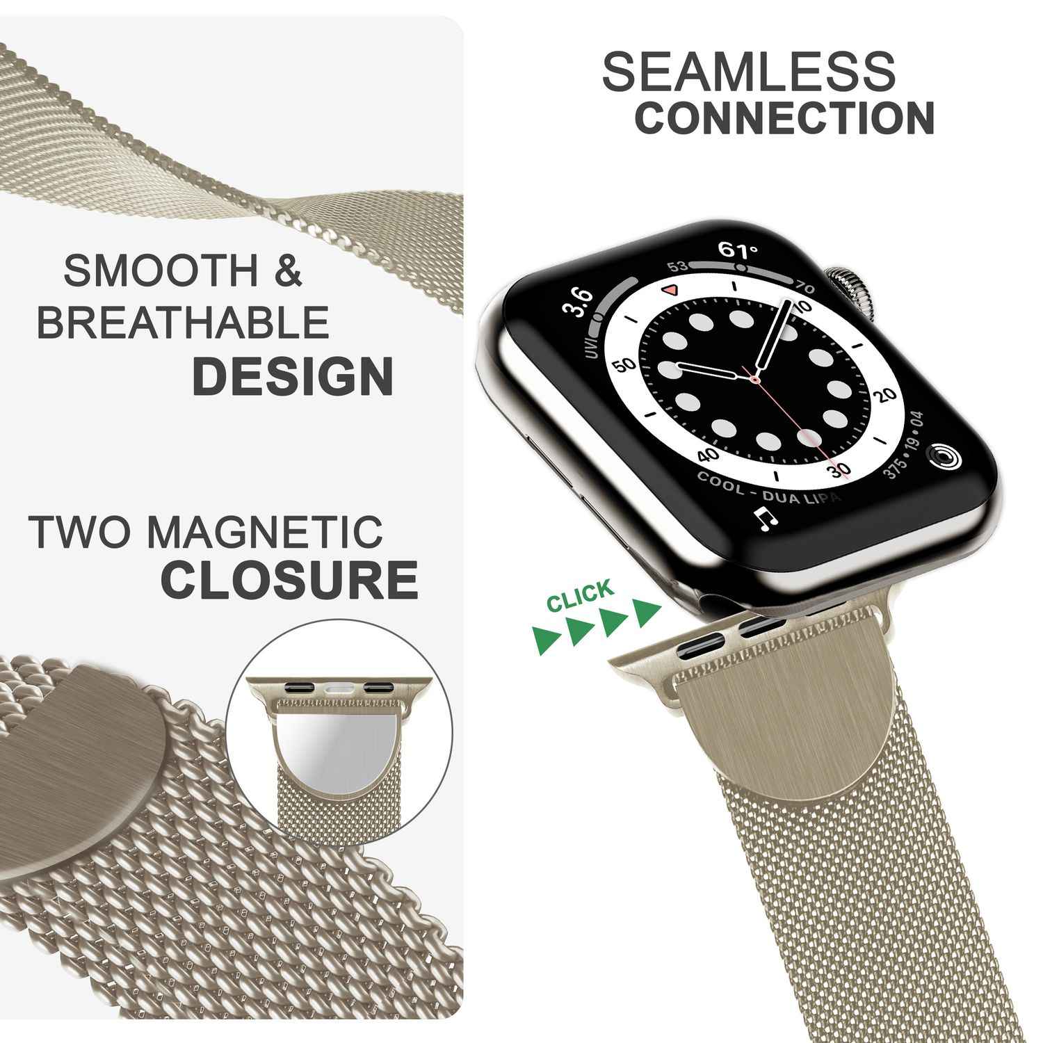 Milanaise Metall Armband für Apple Watch SE/8/7/6/5/4/3/2/1, 38/40/41mm