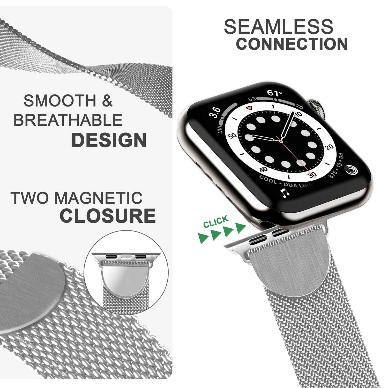 Milanaise Metall Armband für Apple Watch SE/8/7/6/5/4/3/2/1, 38/40/41mm
